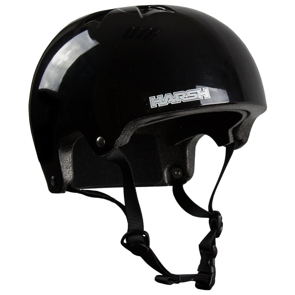 HARSH PROTECTIVE GEAR HARSH HX1 EPS LIGHTWEIGHT SKATE / SKATEBOARD / SCOOTER HELMET – BLACK GLOSS