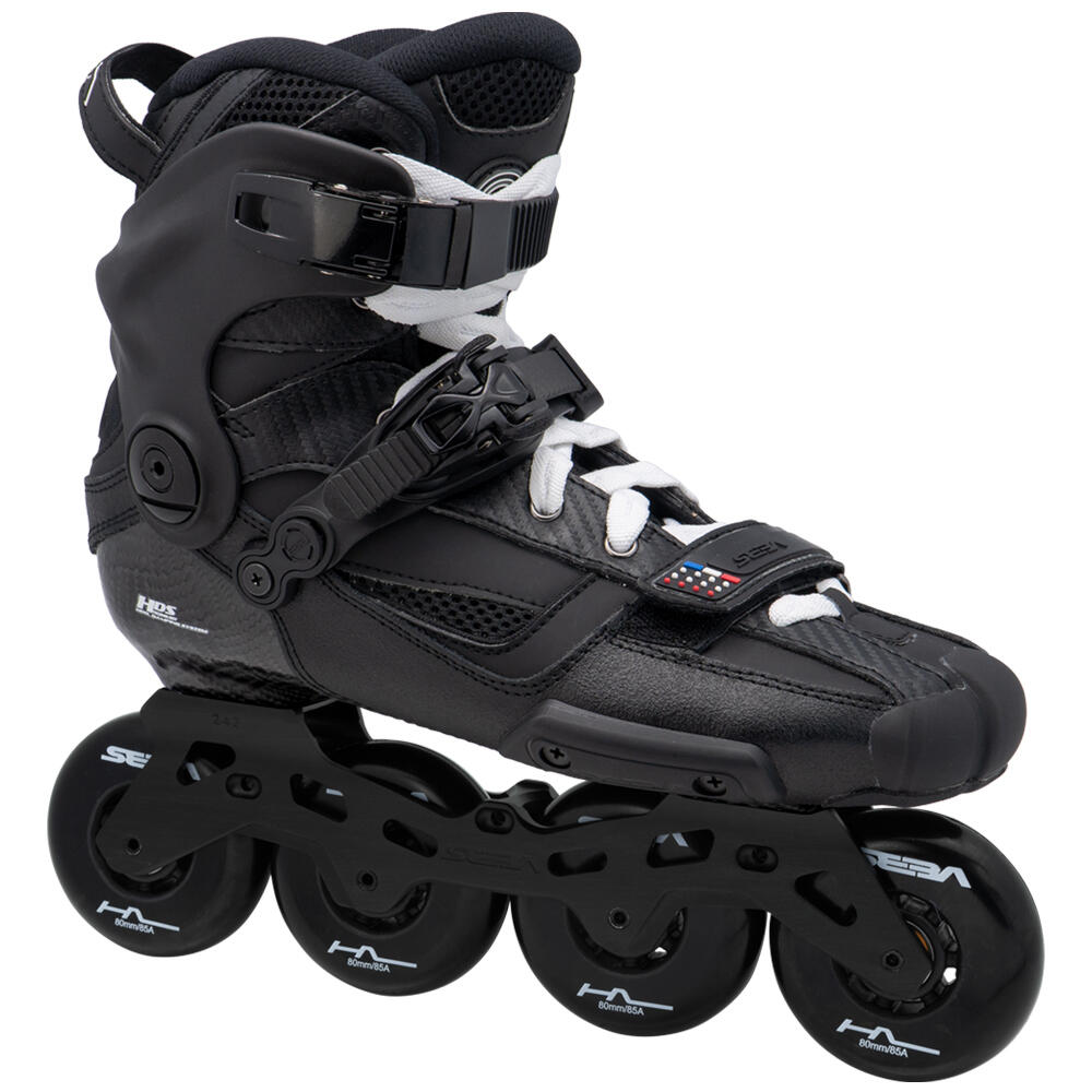 SEBA HIGH LIGHT CARBON 80 - INLINE FREESTYLE & FREERIDE SKATES - BLACK 1/5