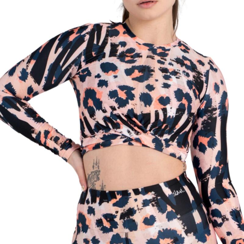 Bluzka fitness z długim rękawem damska Slavi Leopard