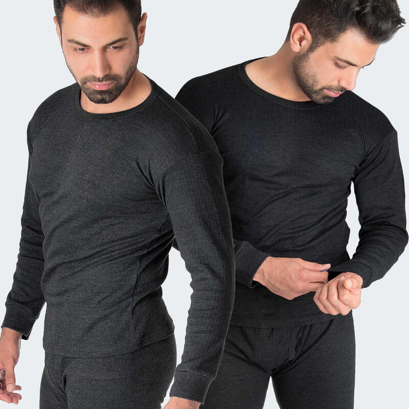 2 t-shirts thermiques | Sous-vêtements | Hommes | Polaire | Anthracite