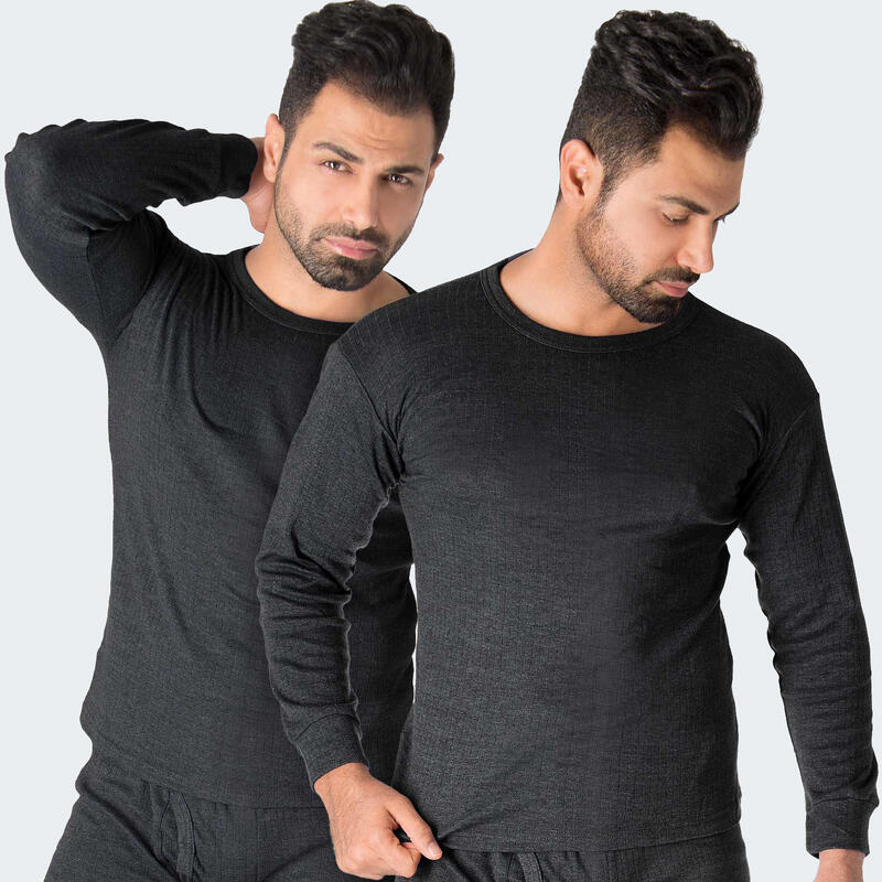 2 t-shirts thermiques | Sous-vêtements | Hommes | Polaire | Anthracite