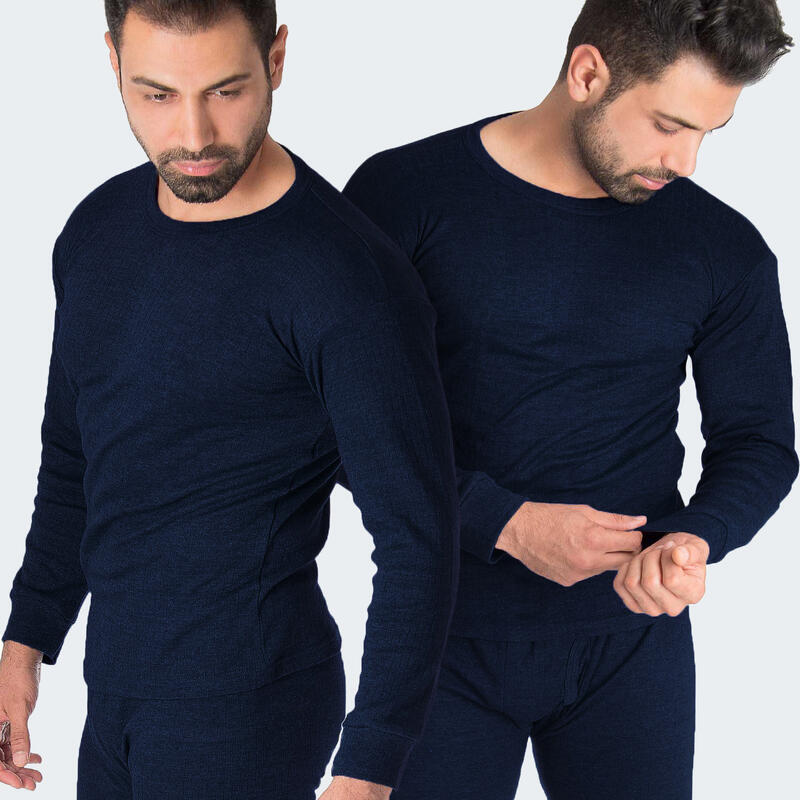 2 Camisolas interiores térmicas para homem | Camisola interior funcional | Azul