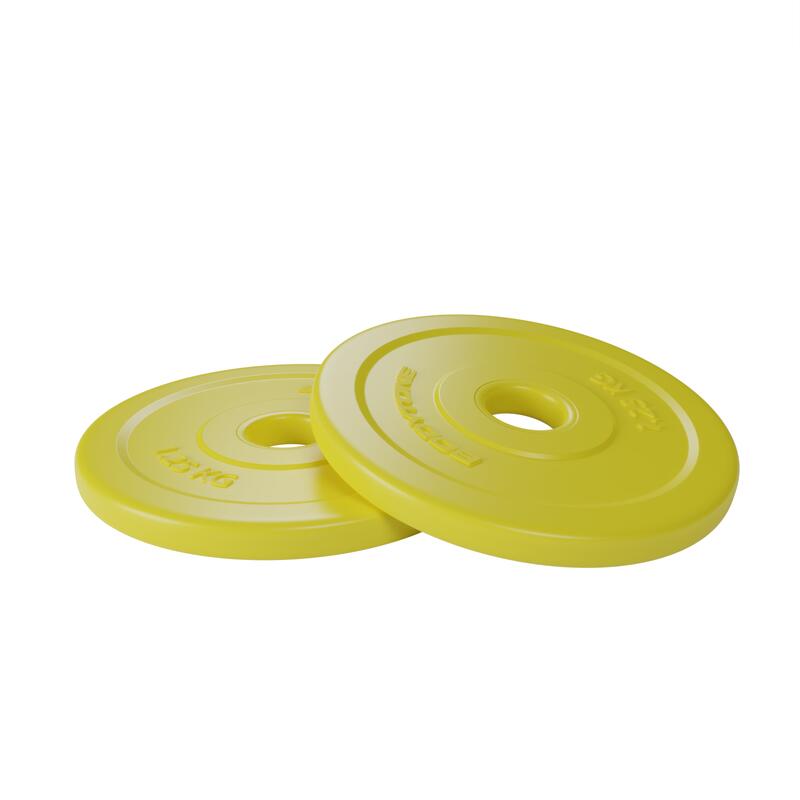 PVC schijf 1,25kg geel diameter 28mm Bodytone