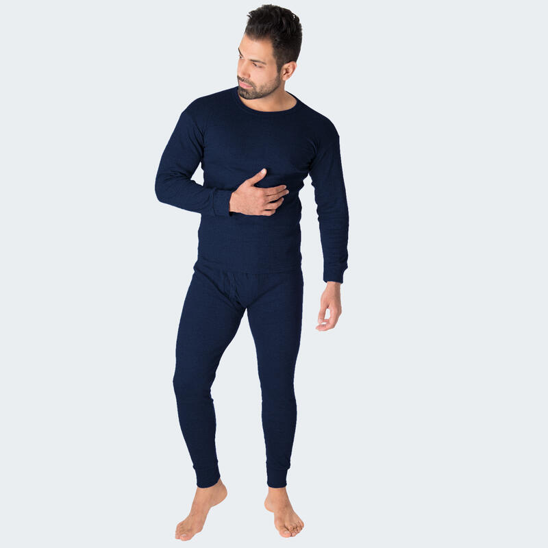 Conjunto de 3 peças roupa interior térmica homem | Camisa + calças | Azul