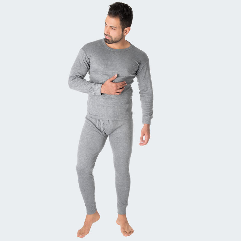 Roupa interior térmica para homem | Camisola interior + calças | Cinza