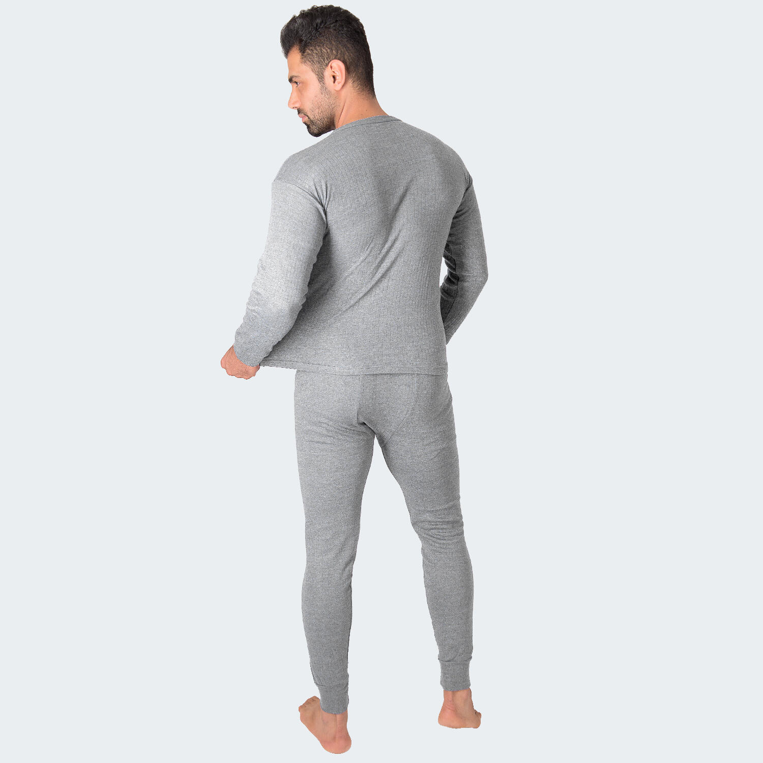 Thermounterwäsche Herren Set | Unterhemd + Unterhose | Innenfleece | Grau 3/5
