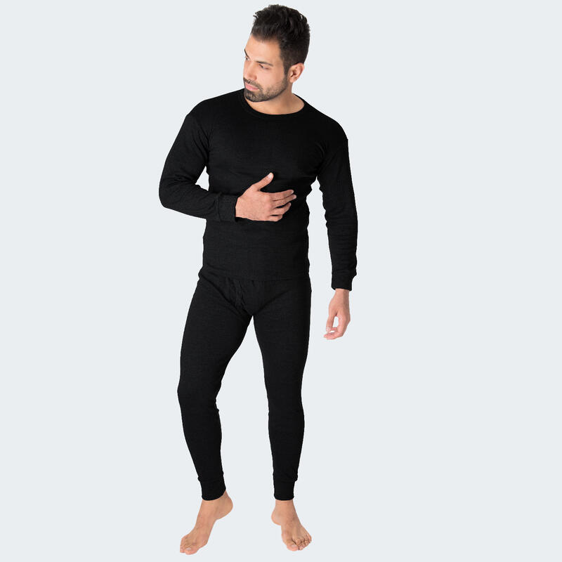 Set intimo termico | Uomo | Maglietta + pantaloni | Pile interno | Nero