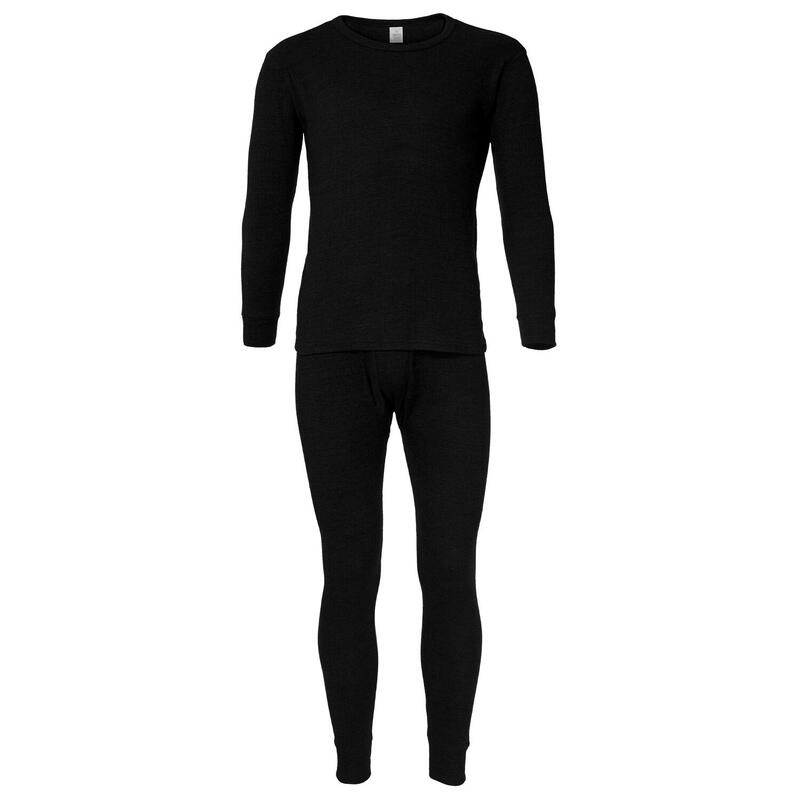 Thermounterwäsche Herren Set | Unterhemd + Unterhose | Innenfleece | Schwarz