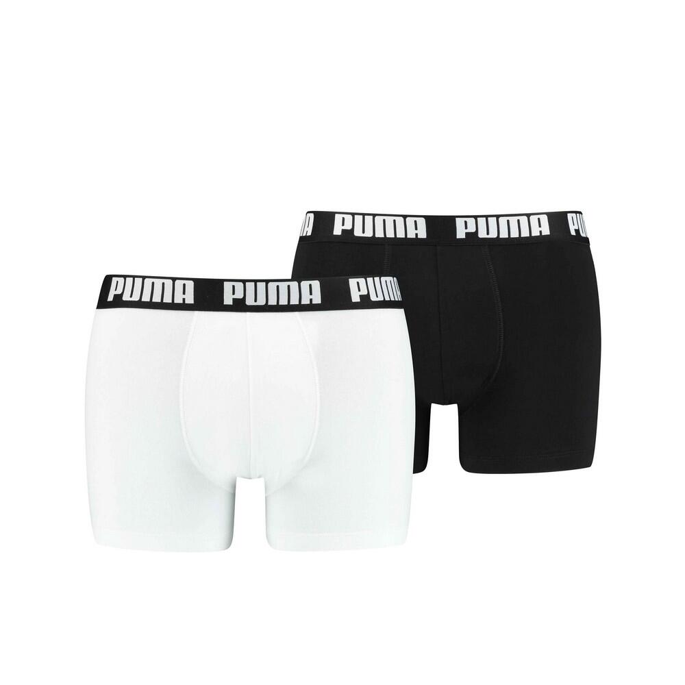 PUMA Mens Basic Boxer Shorts (Pack of 2) (Black/White)