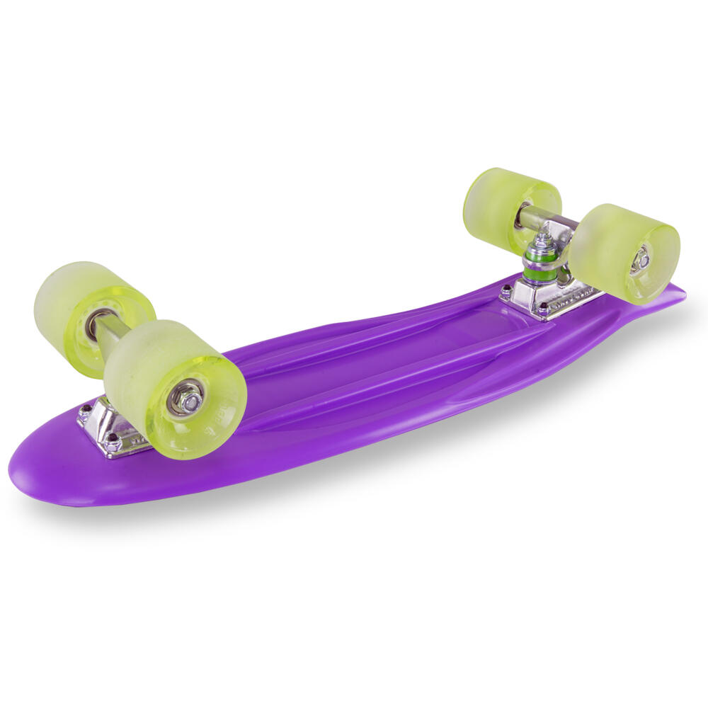 MADD GEAR SKINS 70’s RETRO CRUISER / MINI SKATEBOARD – PURPLE/LIME 3/4