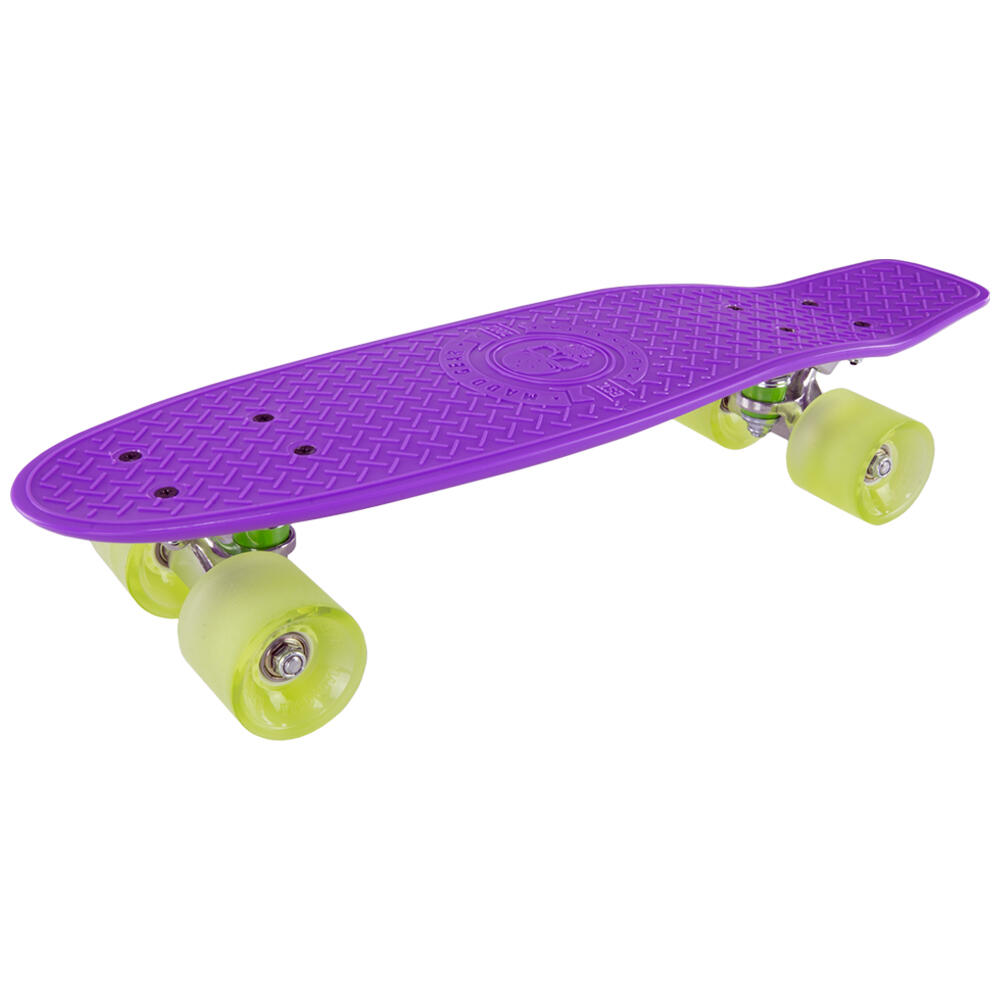MADD GEAR SKINS 70’s RETRO CRUISER / MINI SKATEBOARD – PURPLE/LIME 2/4