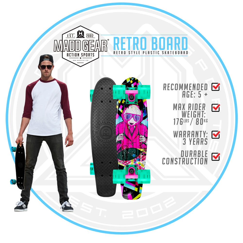 MADD GEAR G-RETRO 70’s RETRO CRUISER / MINI SKATEBOARD – DJ 4/5