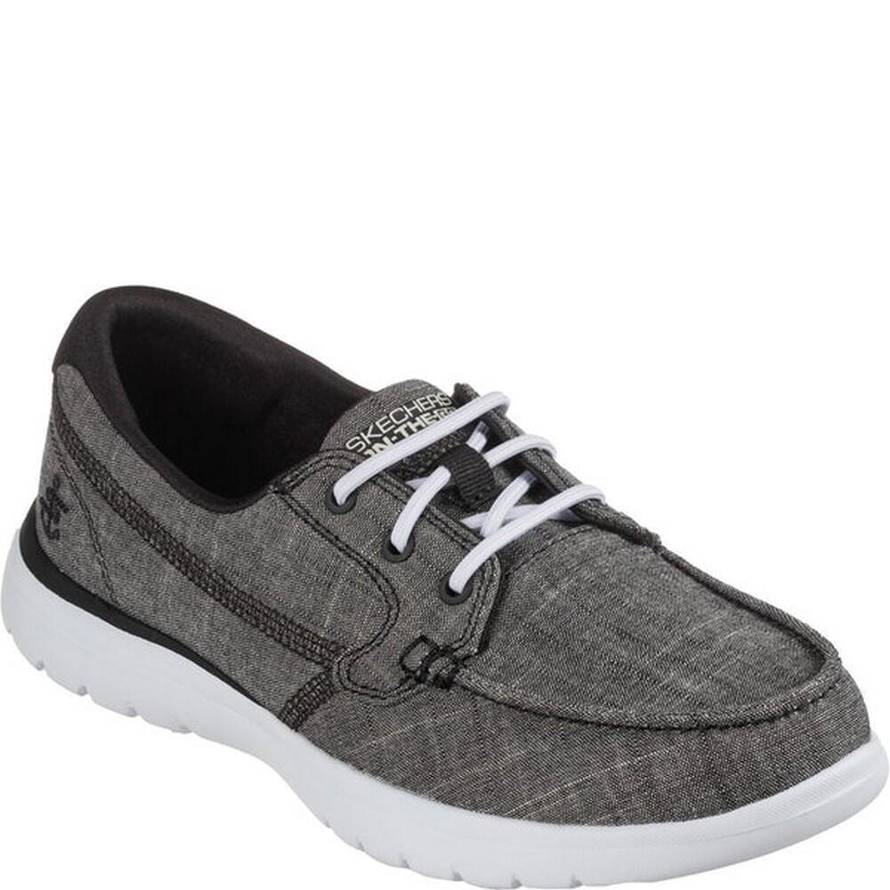 Womens/Ladies On The Go Boat Shoes (Black/White) 1/4