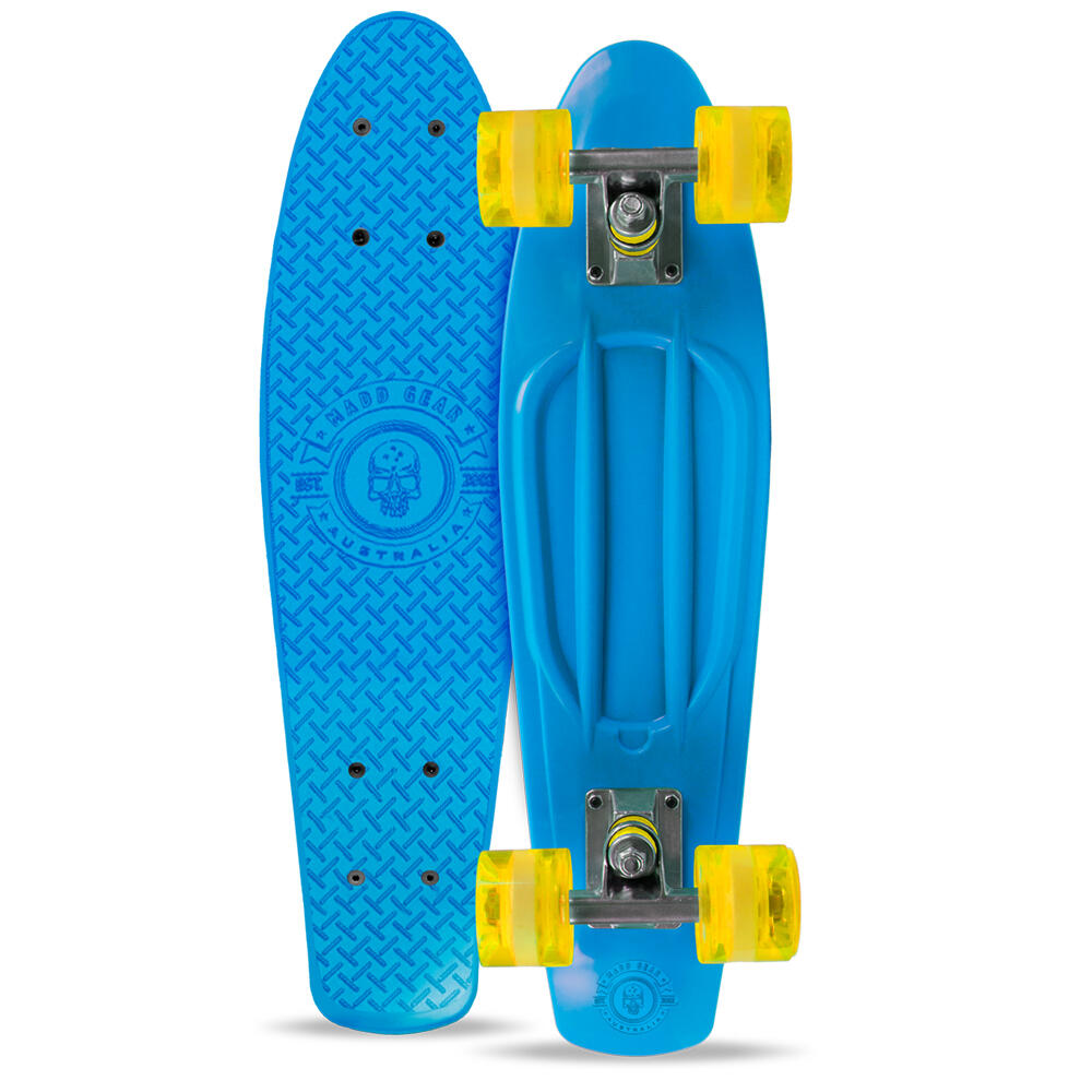 MADD GEAR PRO MADD GEAR SKINS 70’s RETRO CRUISER / MINI SKATEBOARD – BLUE/YELLOW