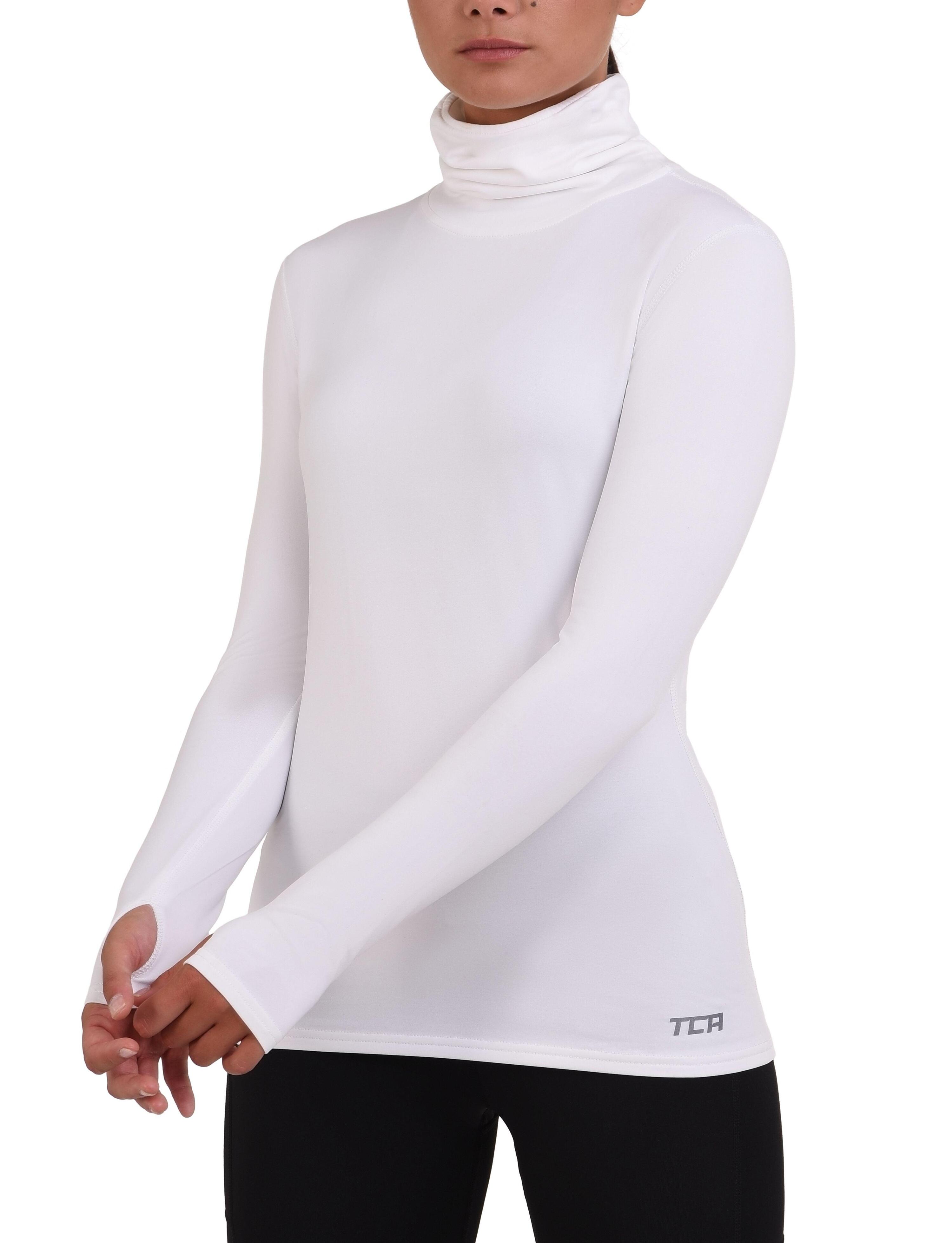 Women's Thermal Funnel Neck Top - White 1/4