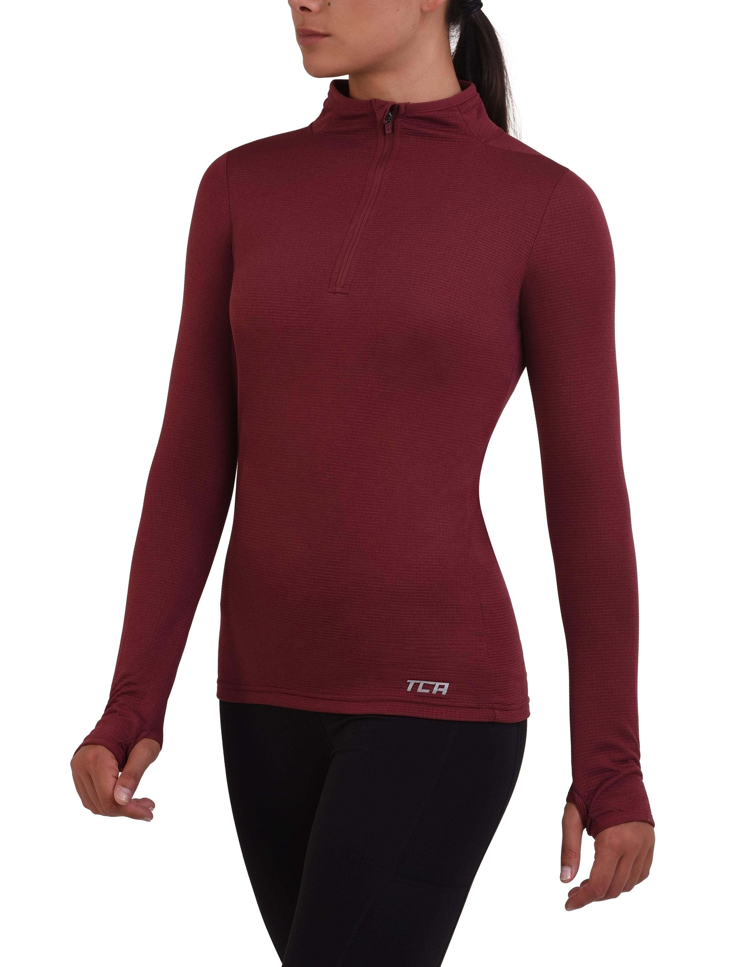 TCA Women’s Cloud Fleece ¼ Zip Top with Zip Pocket - Cabernet