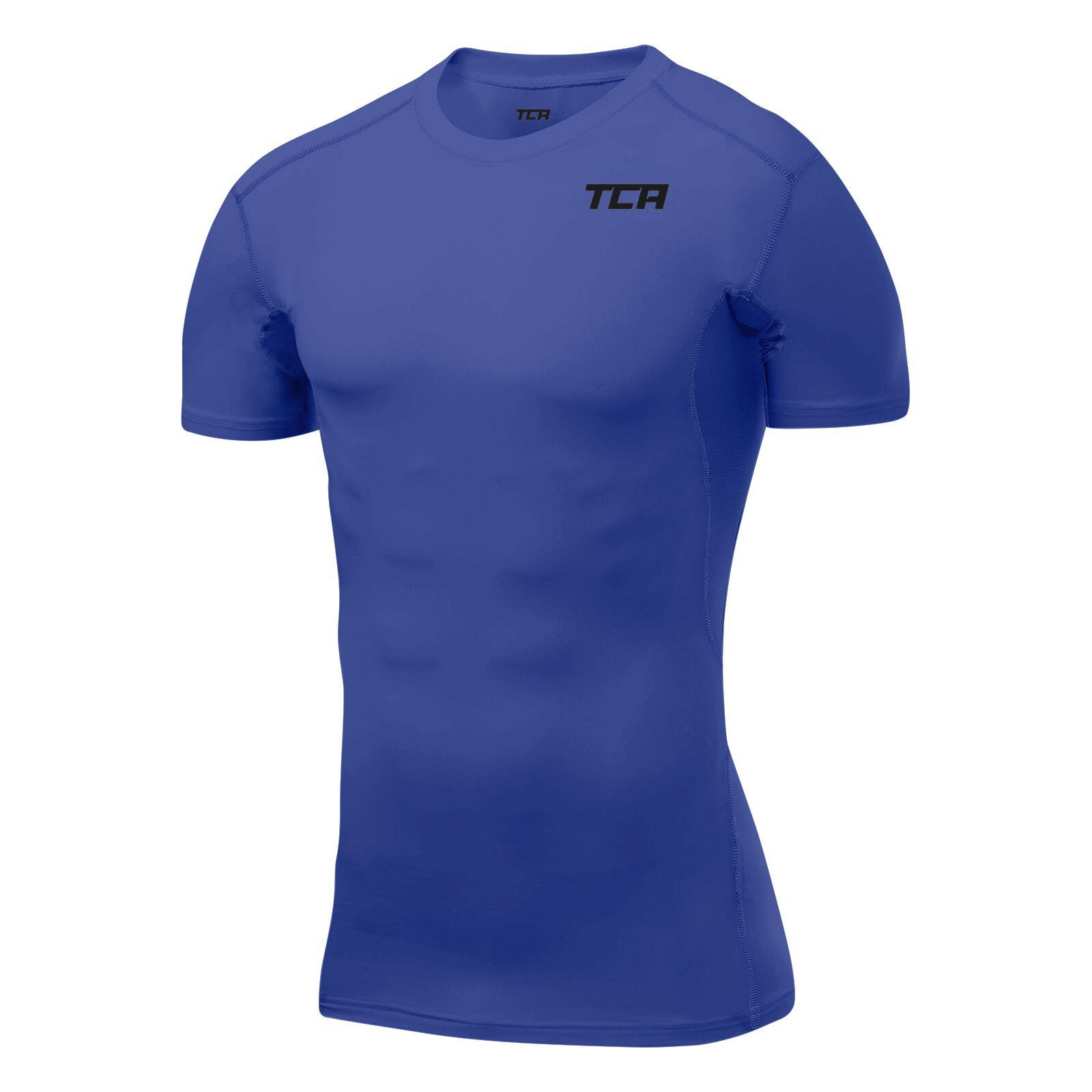 TCA Men's HyperFusion Breathable Base Layer Compression T-shirt - Dazzling Blue