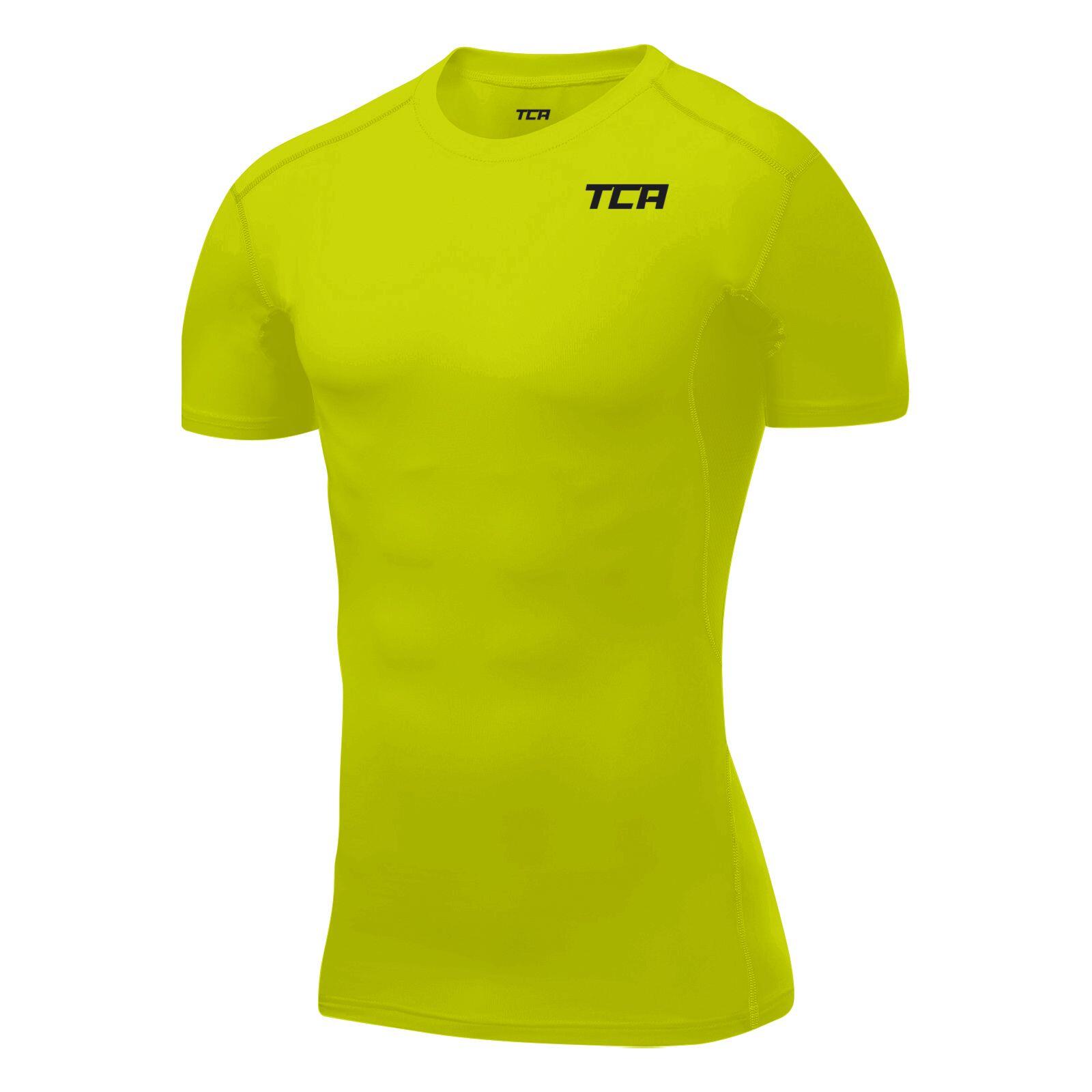 TCA Men's HyperFusion Breathable Base Layer Compression T-shirt - Lime Punch