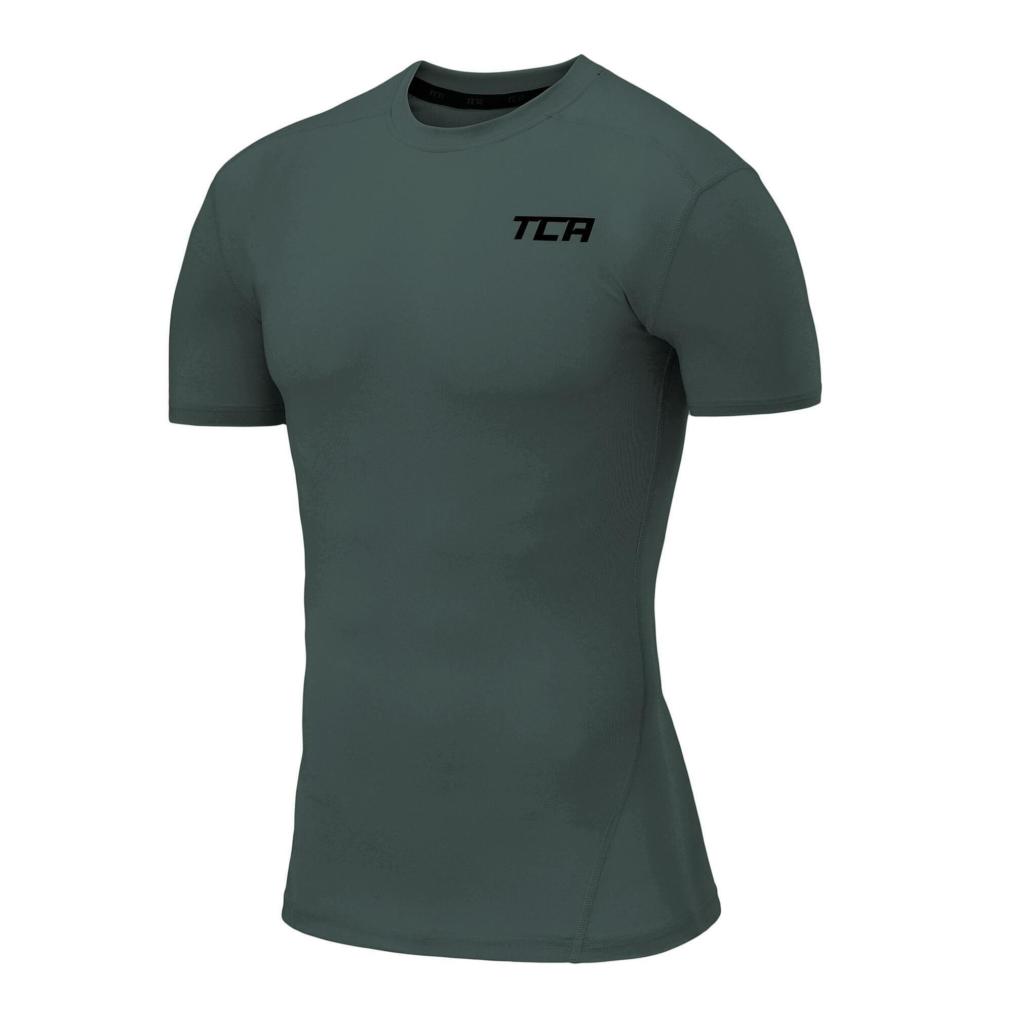Men's Performance Base Layer Compression T-shirt - Darkest Spruce 1/4