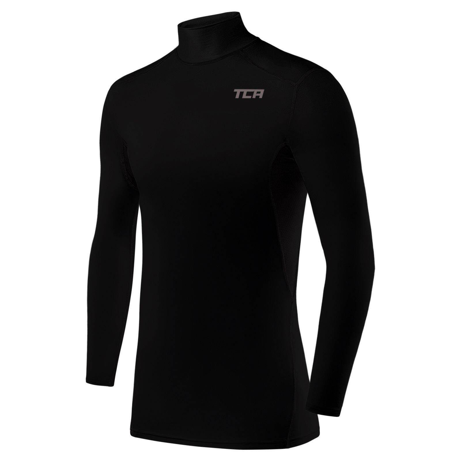 TCA Boys' HyperFusion Breathable Base Layer Compression Top -Mock - Black
