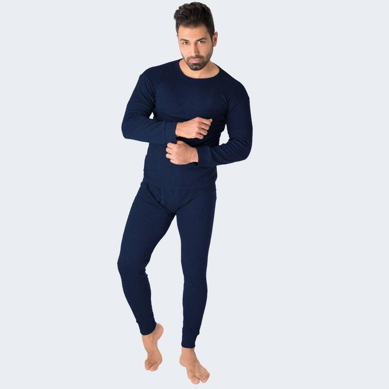 Set 2 sous-vêtements thermiques | Hommes | Doublure polaire | Bleu/Gris