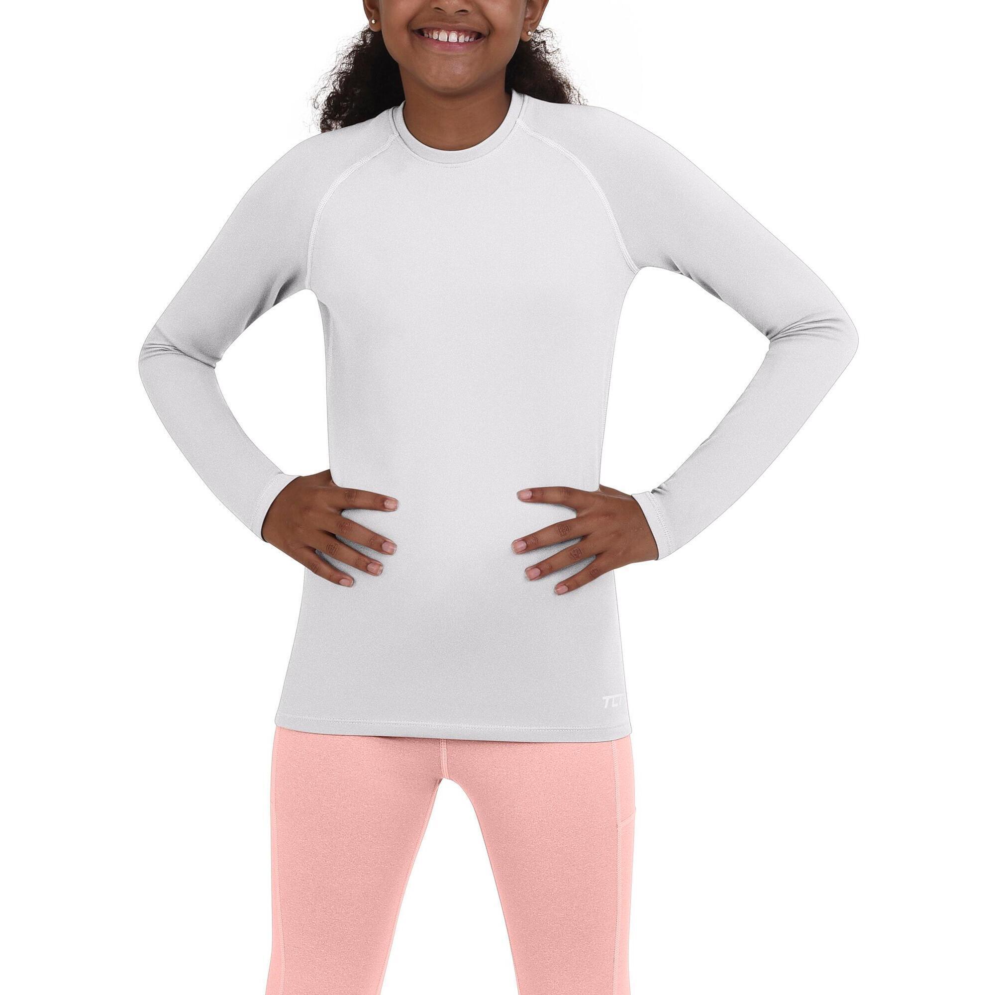 TCA Girls' Super Thermal Base Layer Top - Cloud White