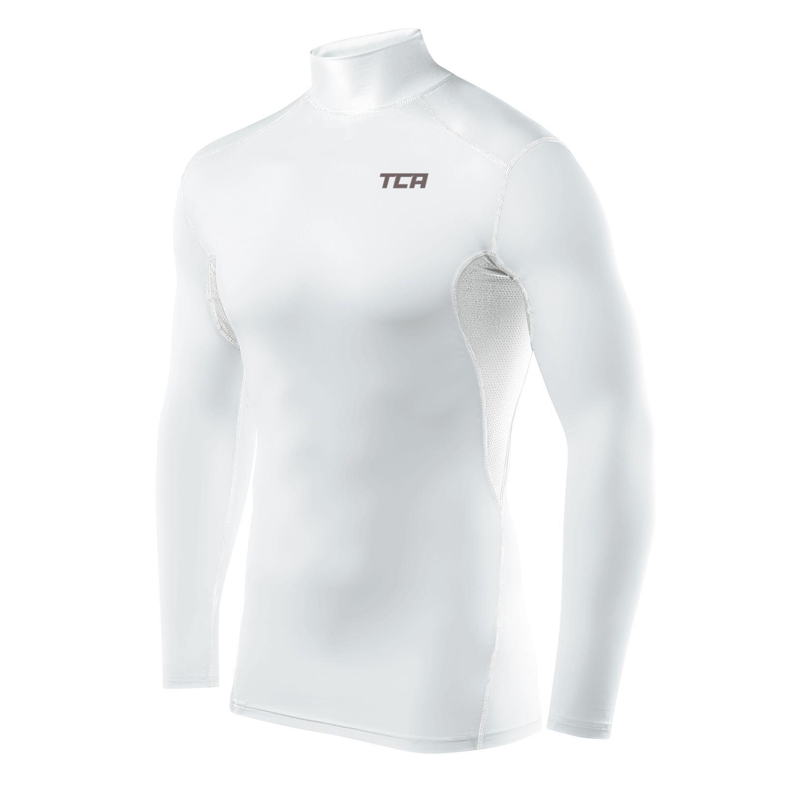 TCA Men's HyperFusion Breathable Base Layer Compression Top - Mock - White