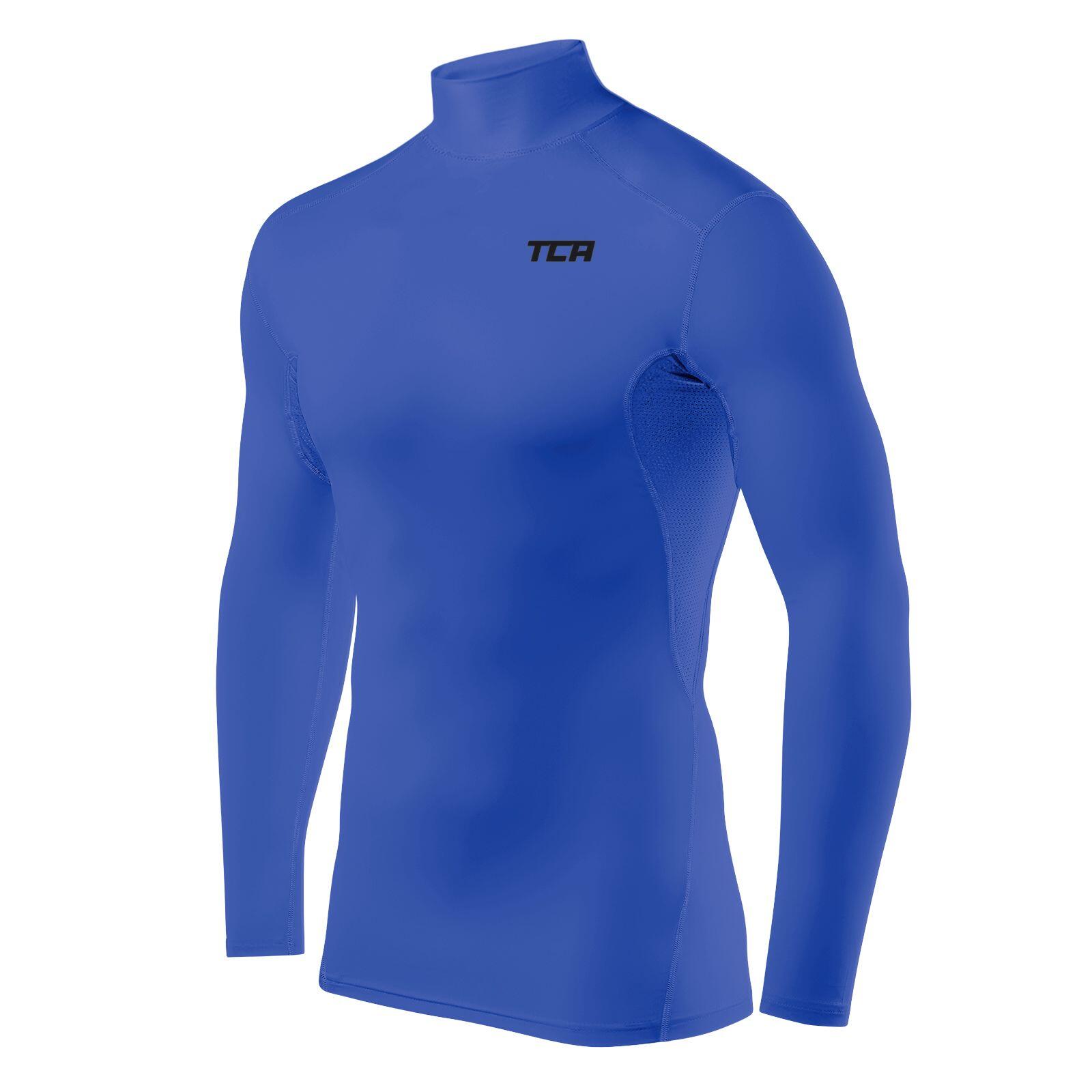 Men's HyperFusion Breathable Base Layer Compression Top - Mock - Dazzling Blue 1/5