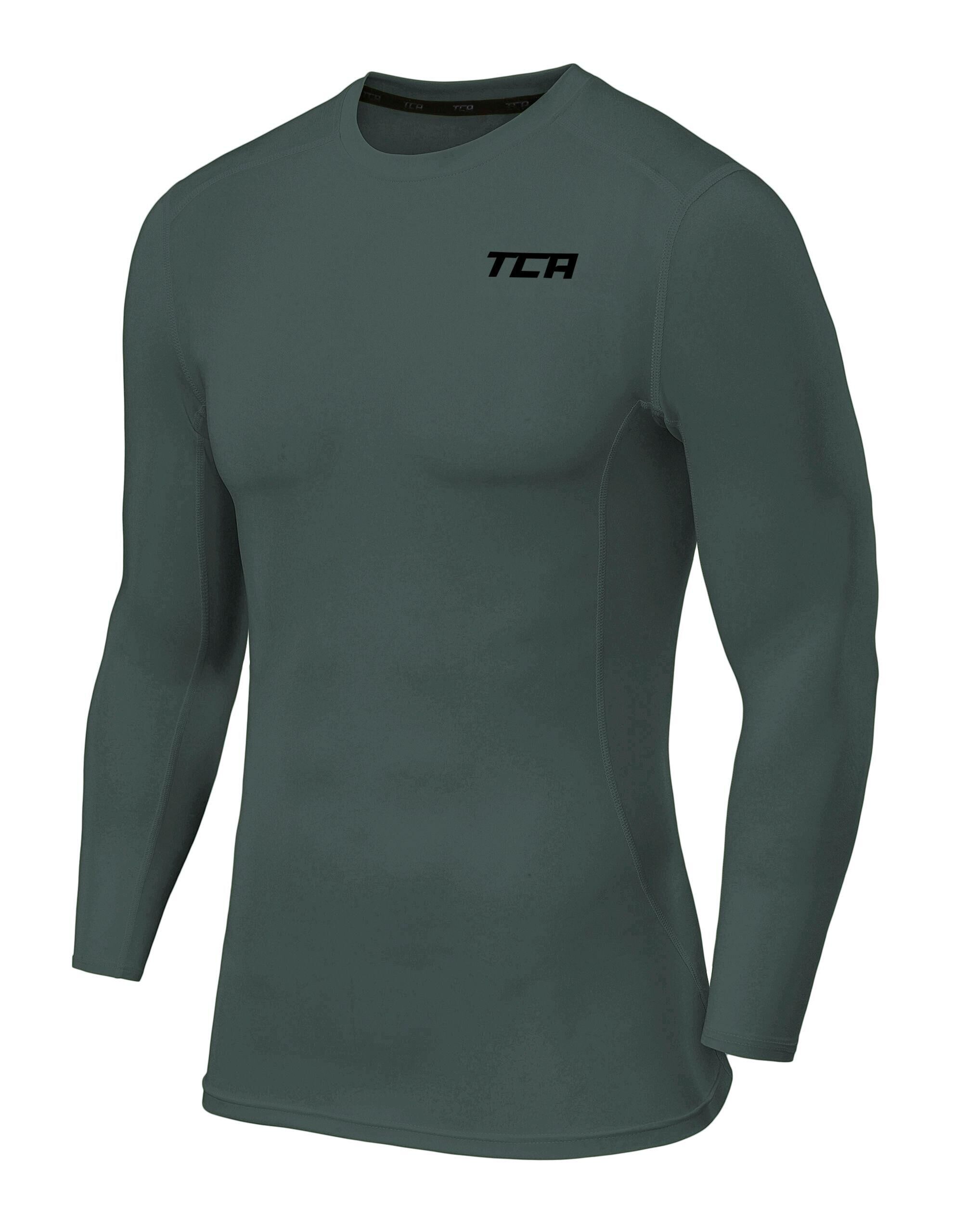 TCA Men's Power Base Layer Compression Long Sleeve Top - Darkest Spruce