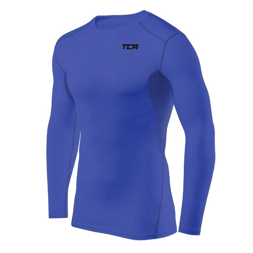 TCA Men's HyperFusion Breathable Base Layer Compression Top - Dazzling Blue