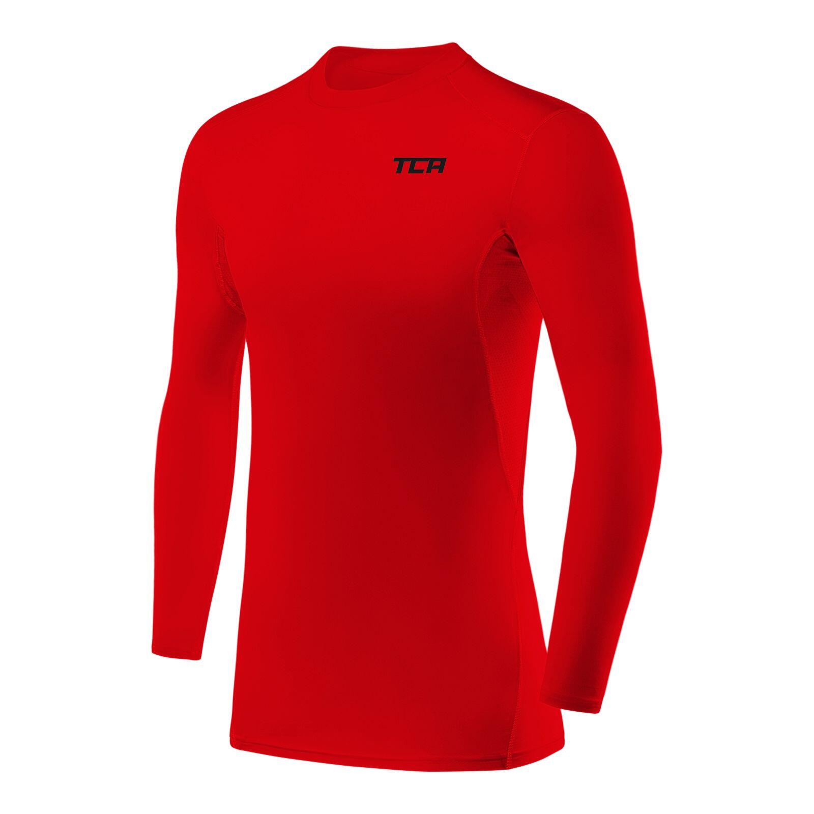 TCA Boys' HyperFusion Breathable Base Layer Compression Top - High Risk Red