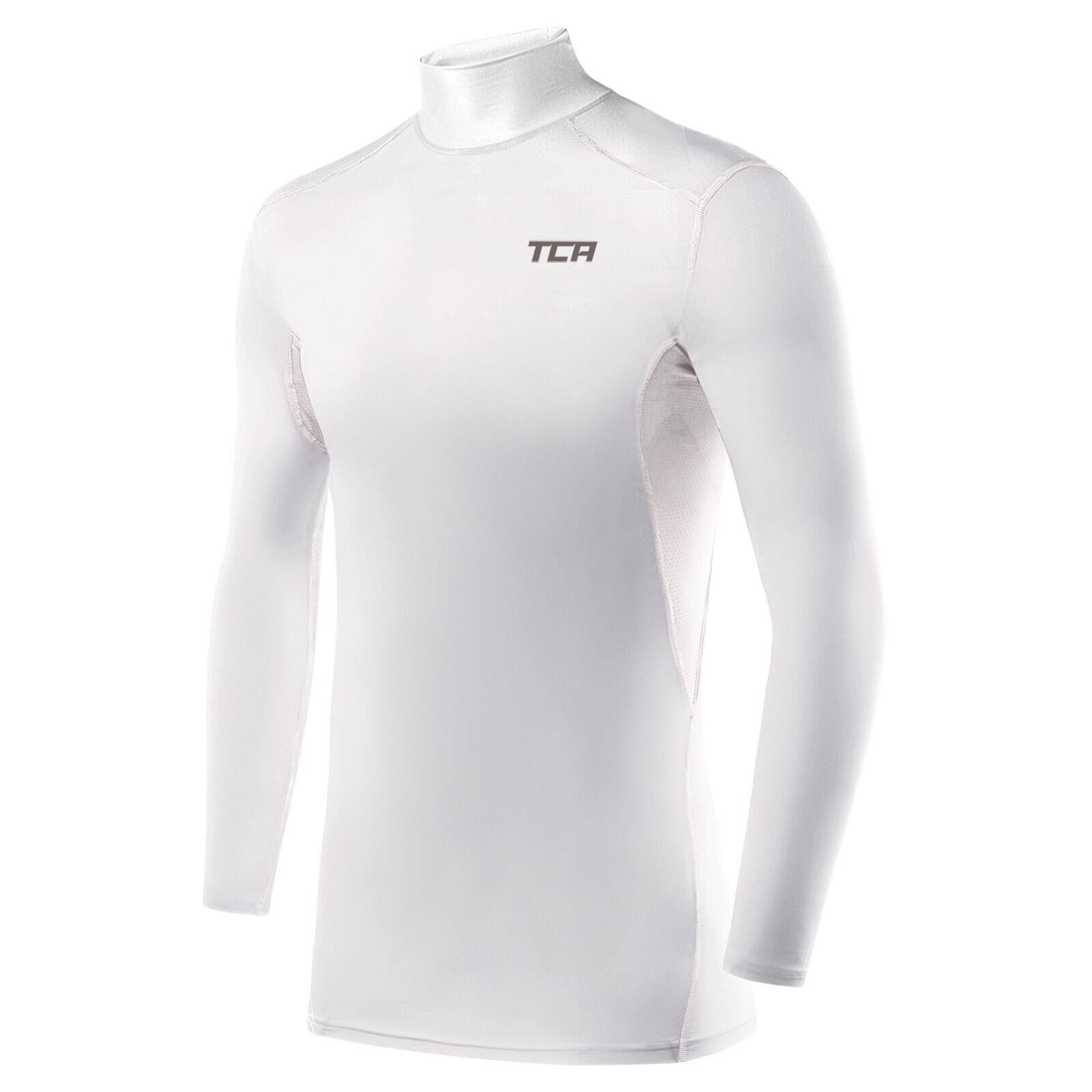 TCA Boys' HyperFusion Breathable Base Layer Compression Top -Mock - White