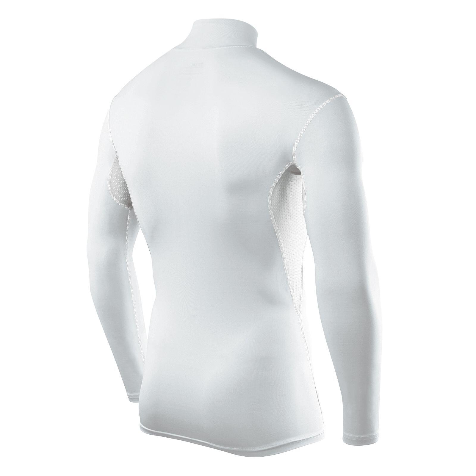 Men's HyperFusion Breathable Base Layer Compression Top - Mock - White 3/5
