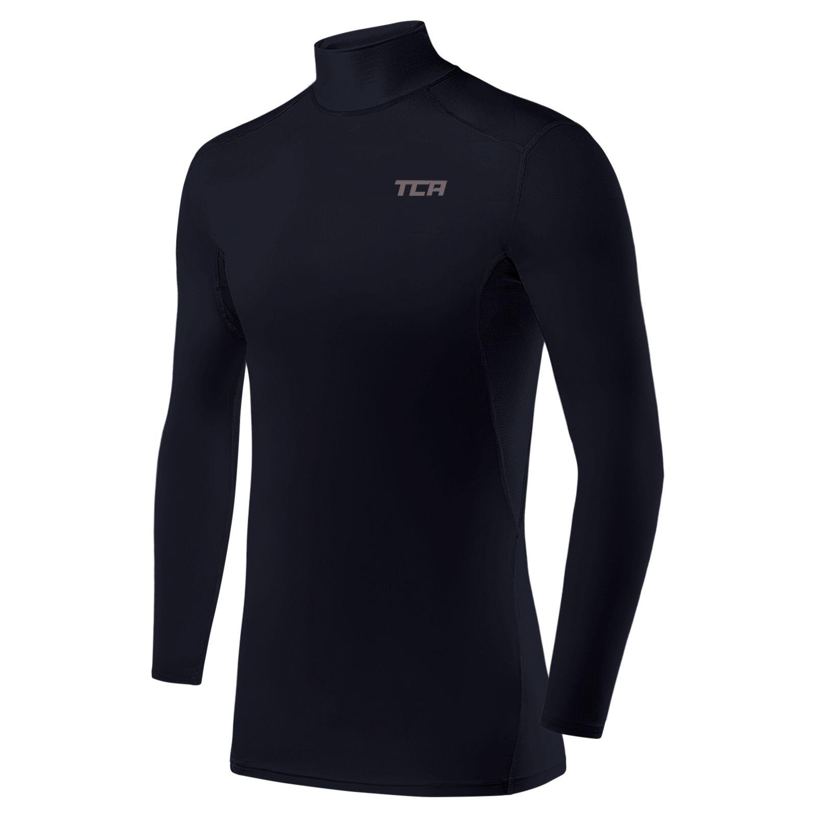 TCA Boys' HyperFusion Breathable Base Layer Compression Top -Mock - Navy Blazer