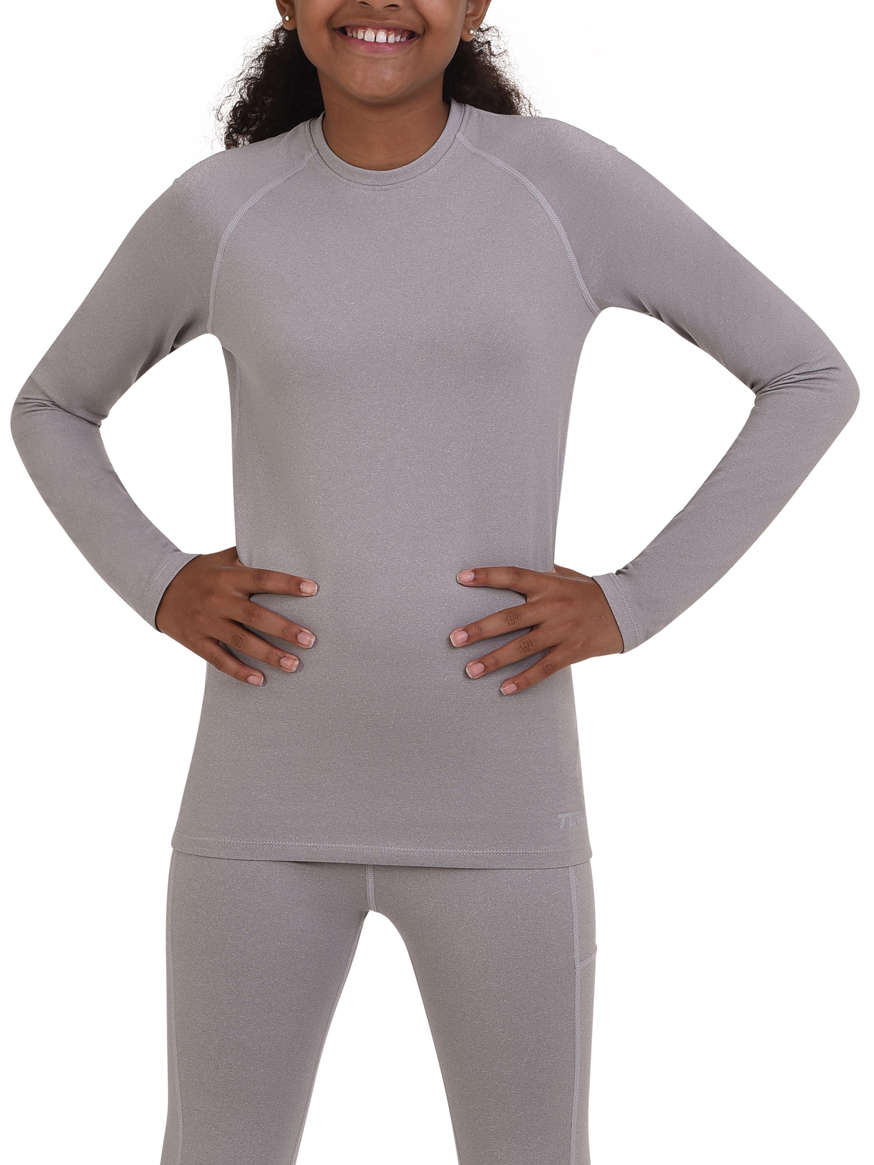 Girls' Super Thermal Base Layer Top - Light Grey Marl 2/4