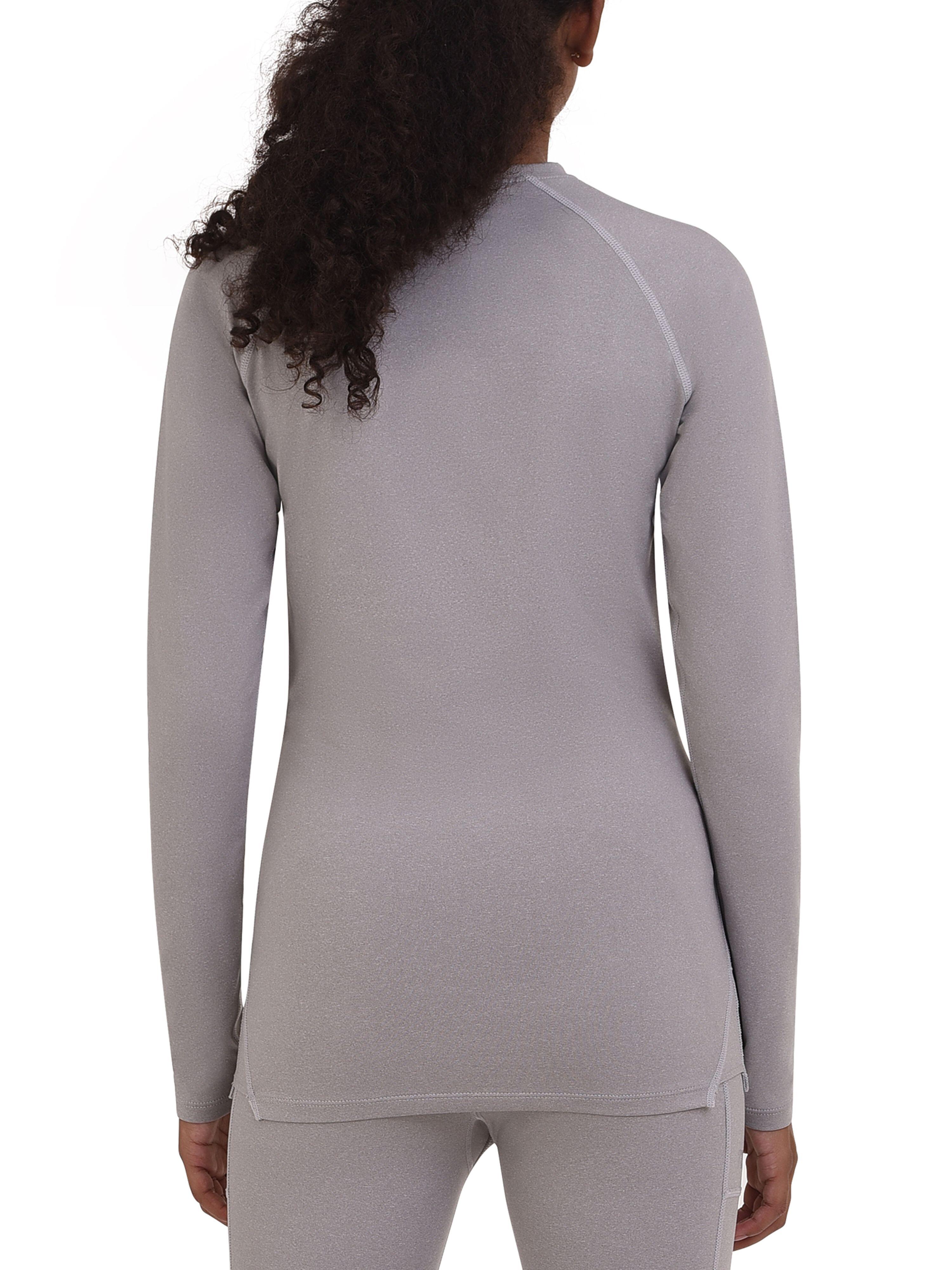 Girls' Super Thermal Base Layer Top - Light Grey Marl 3/4