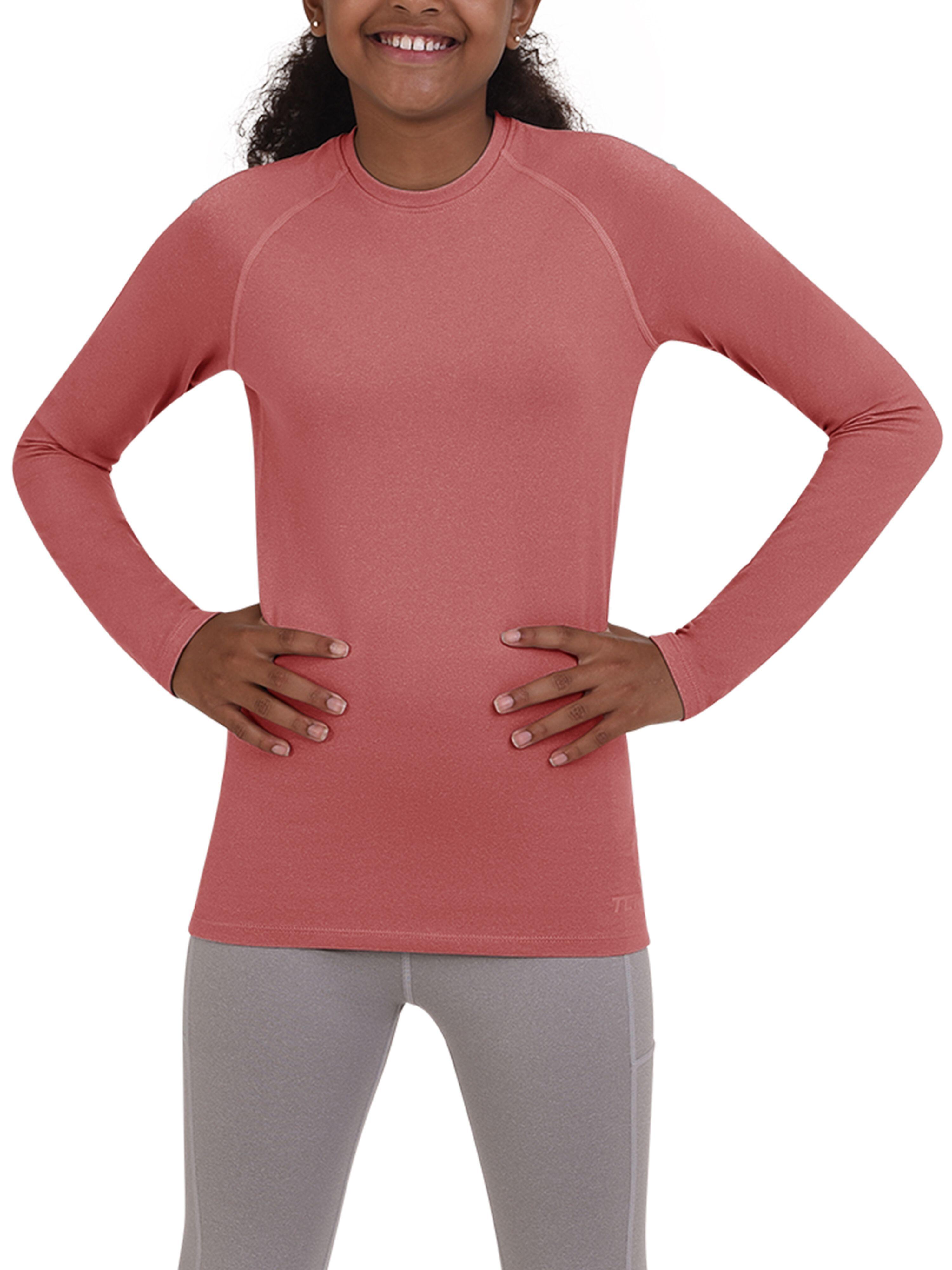 TCA Girls' Super Thermal Base Layer Top - Dusty Rose Marl