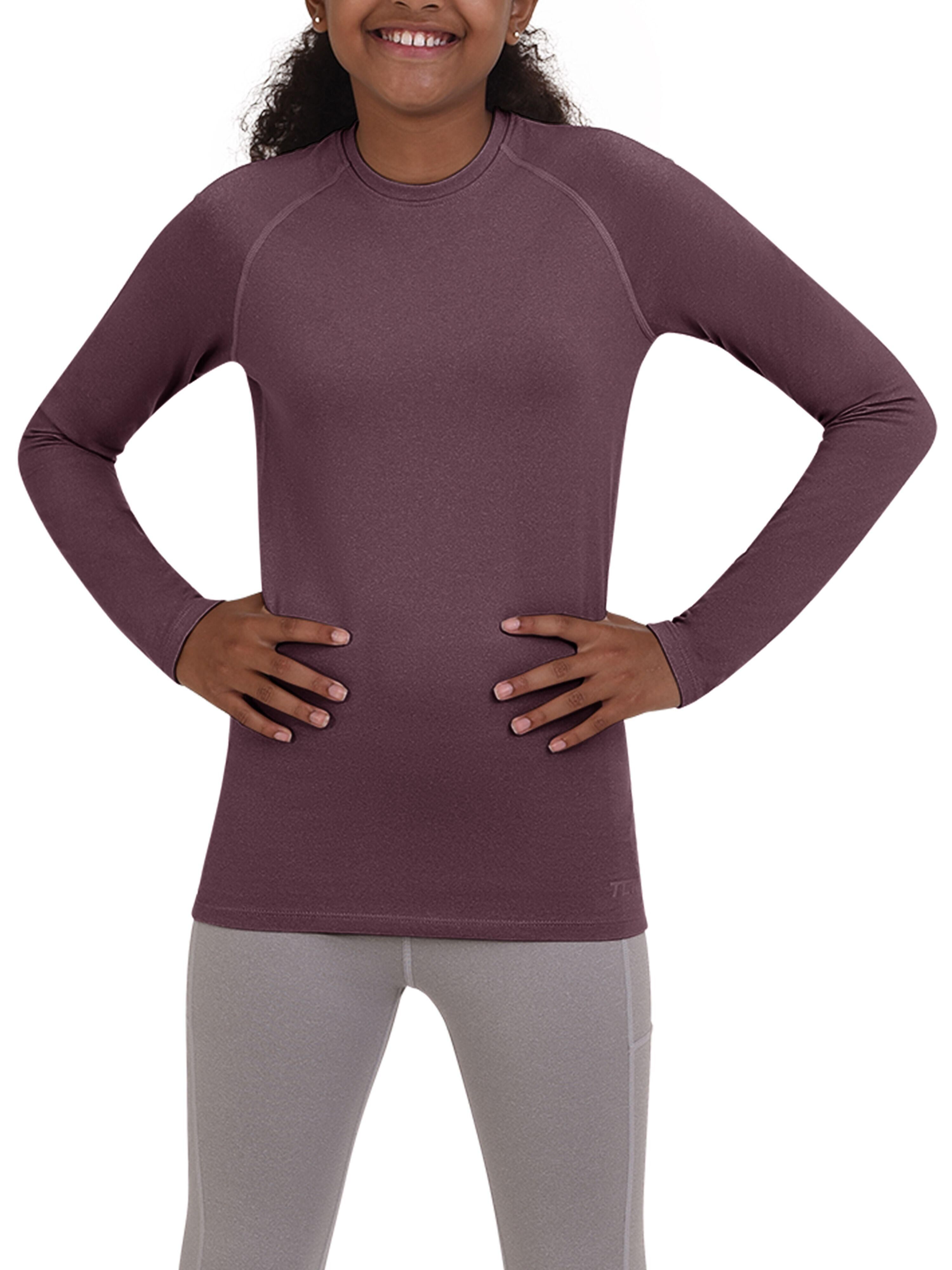 TCA Girls' Super Thermal Base Layer Top - Prune Marl