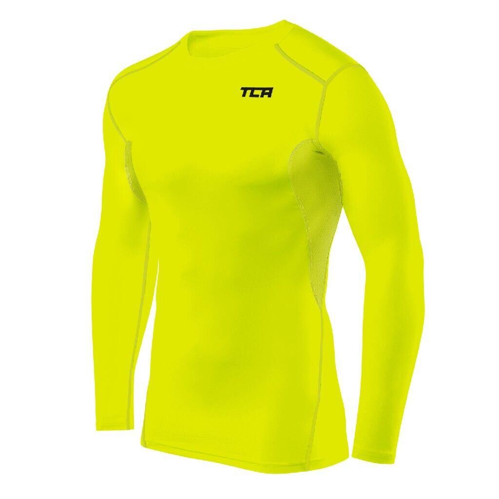 TCA Men's HyperFusion Breathable Base Layer Compression Top - Lime Punch