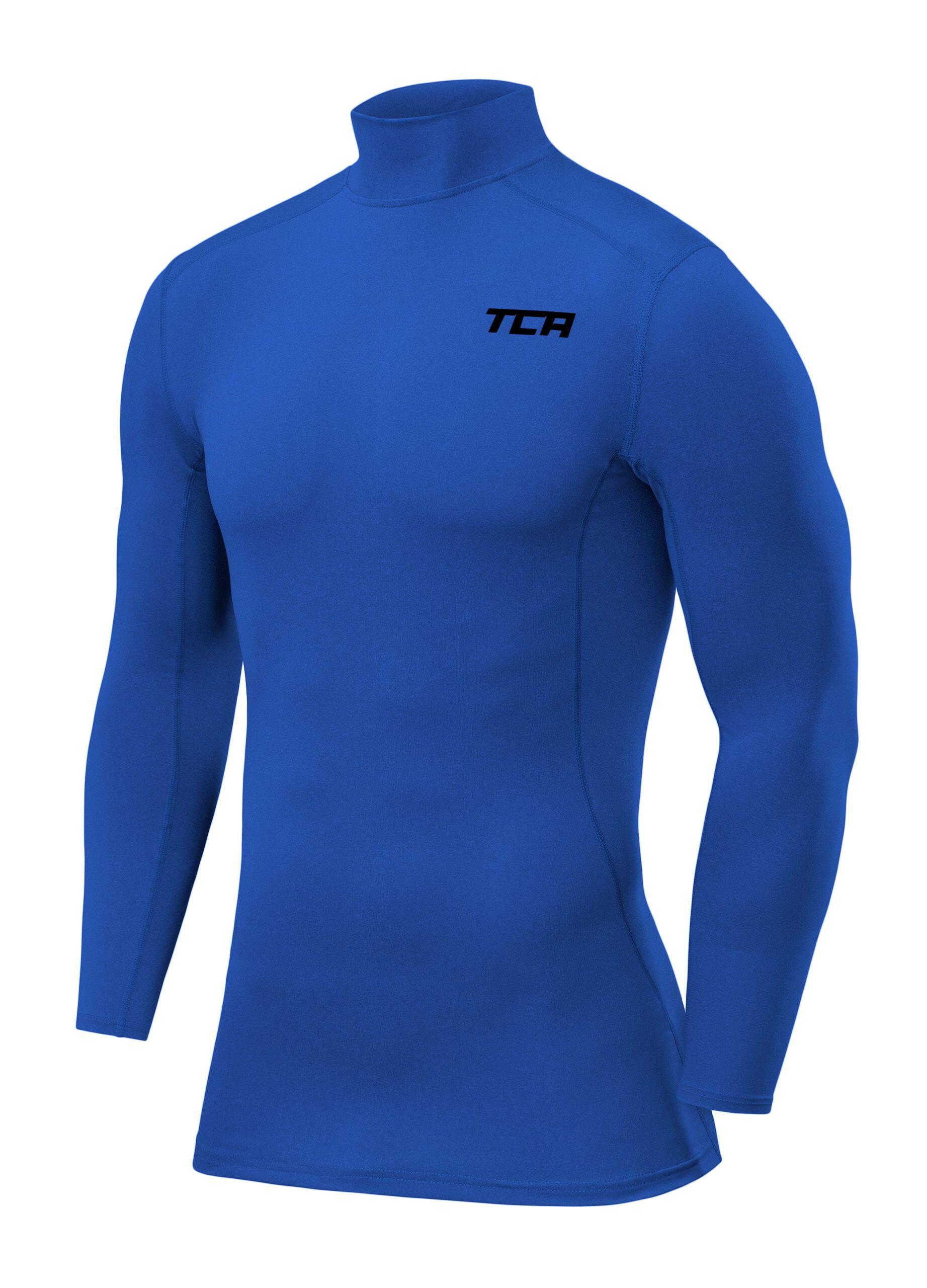 TCA Men's Performance Base Layer Compression Top - Mock - Dazzling Blue