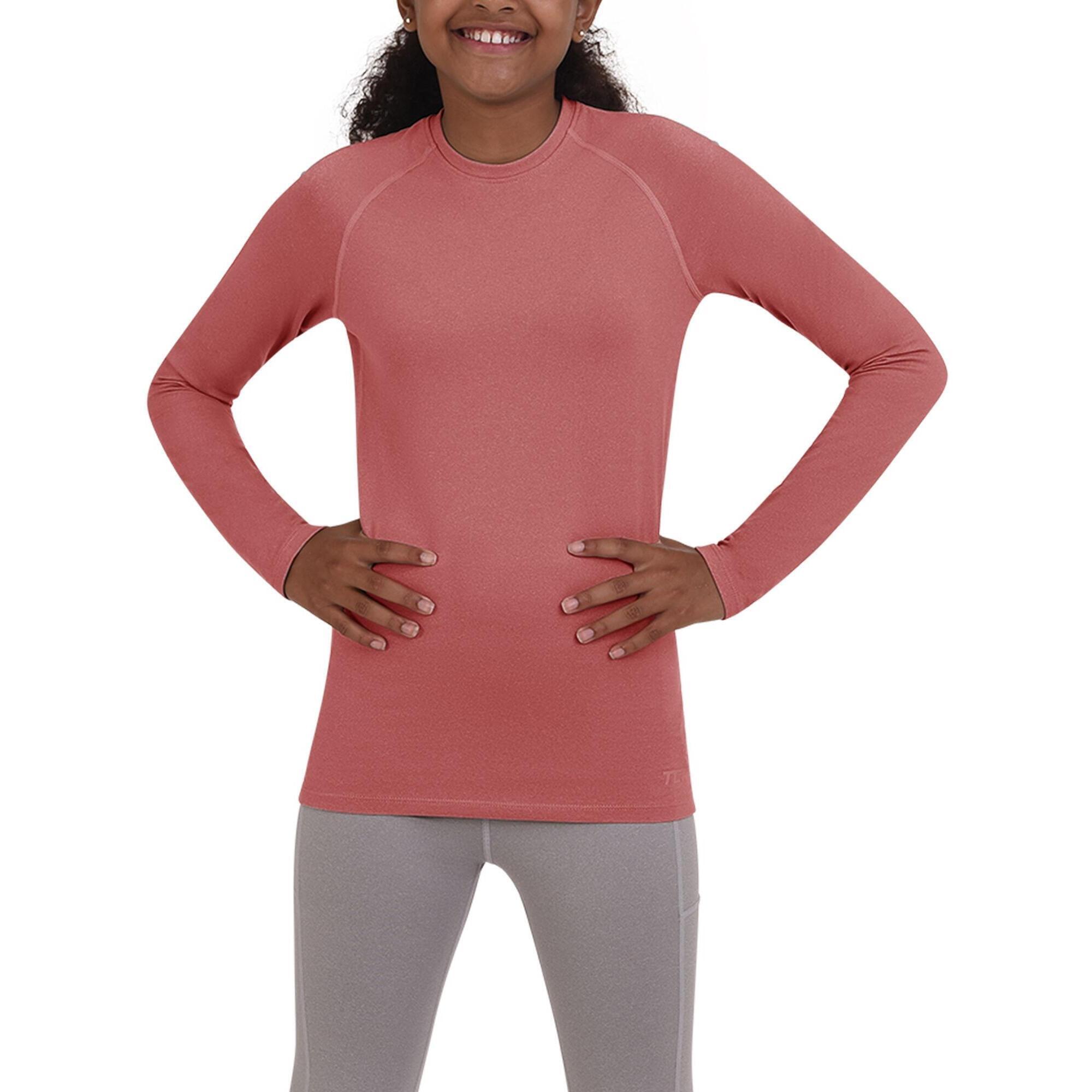 TCA Girls' Super Thermal Base Layer Top - Dusty Rose Marl