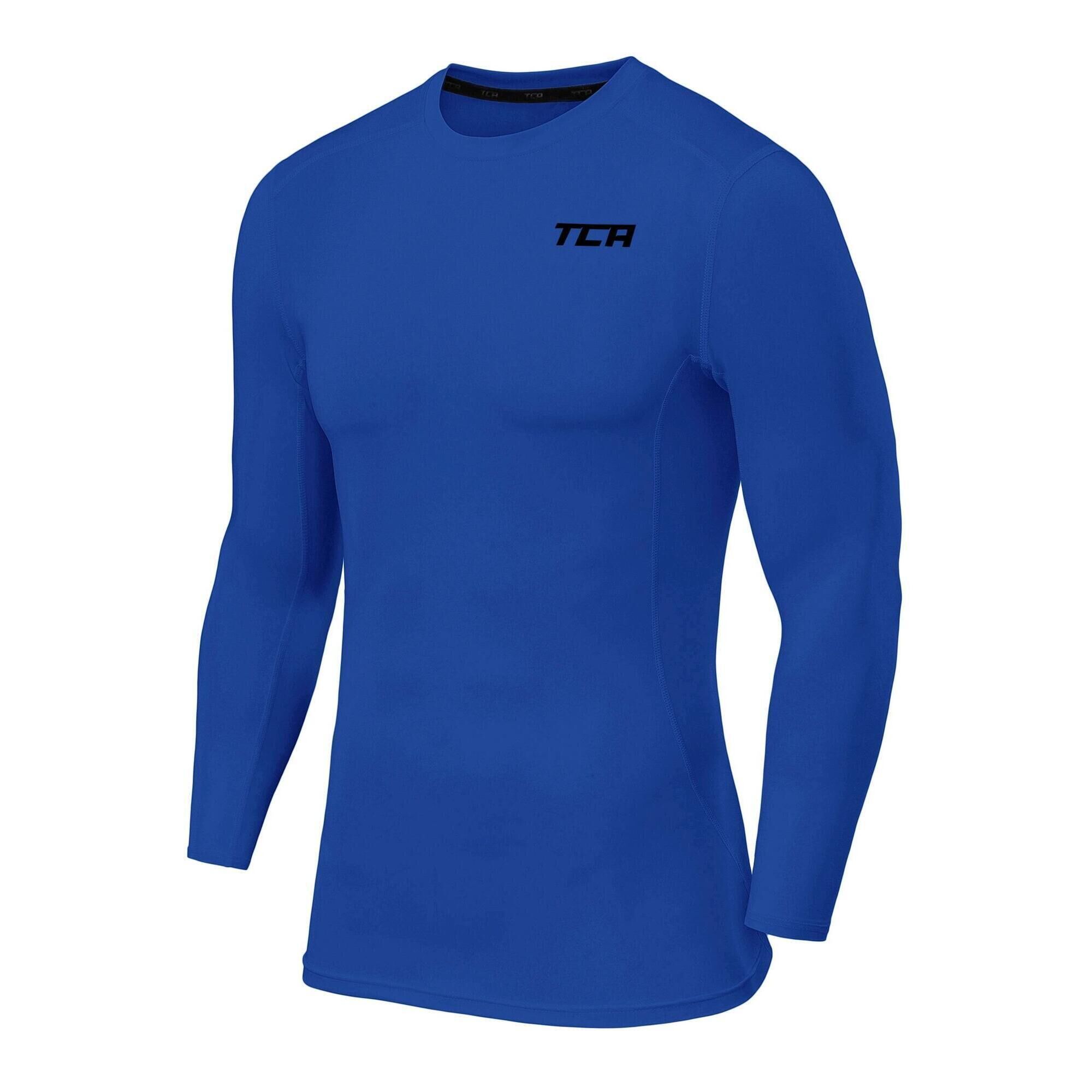 TCA Men's Power Base Layer Compression Long Sleeve Top - Dazzling Blue