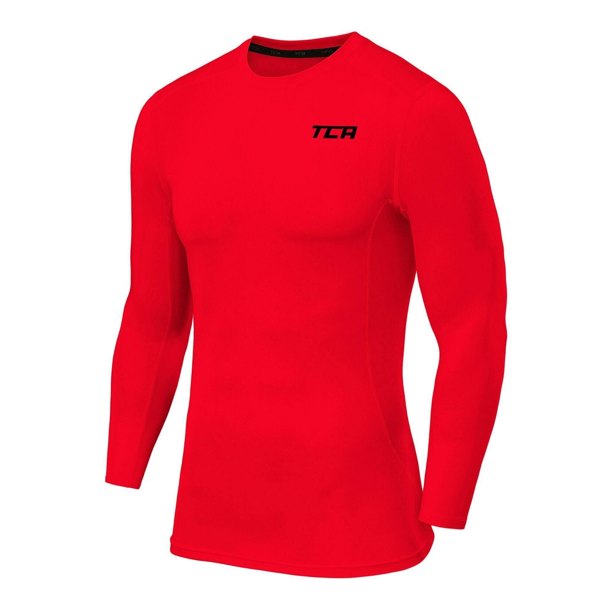 TCA Men's Power Base Layer Compression Long Sleeve Top - High Risk Red