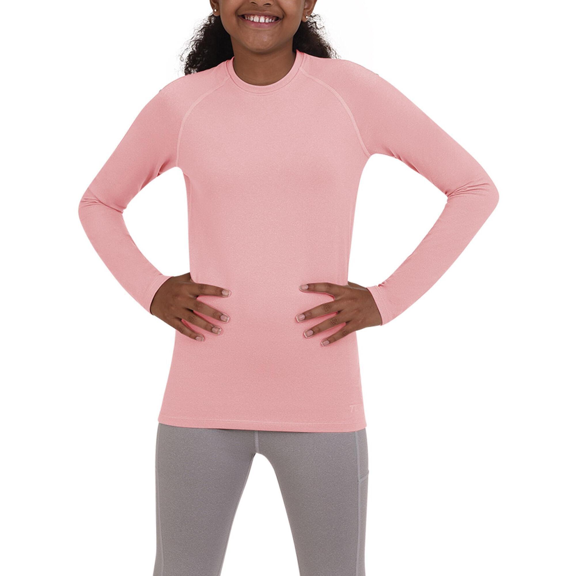 TCA Girls' Super Thermal Base Layer Top - Silver Pink Marl
