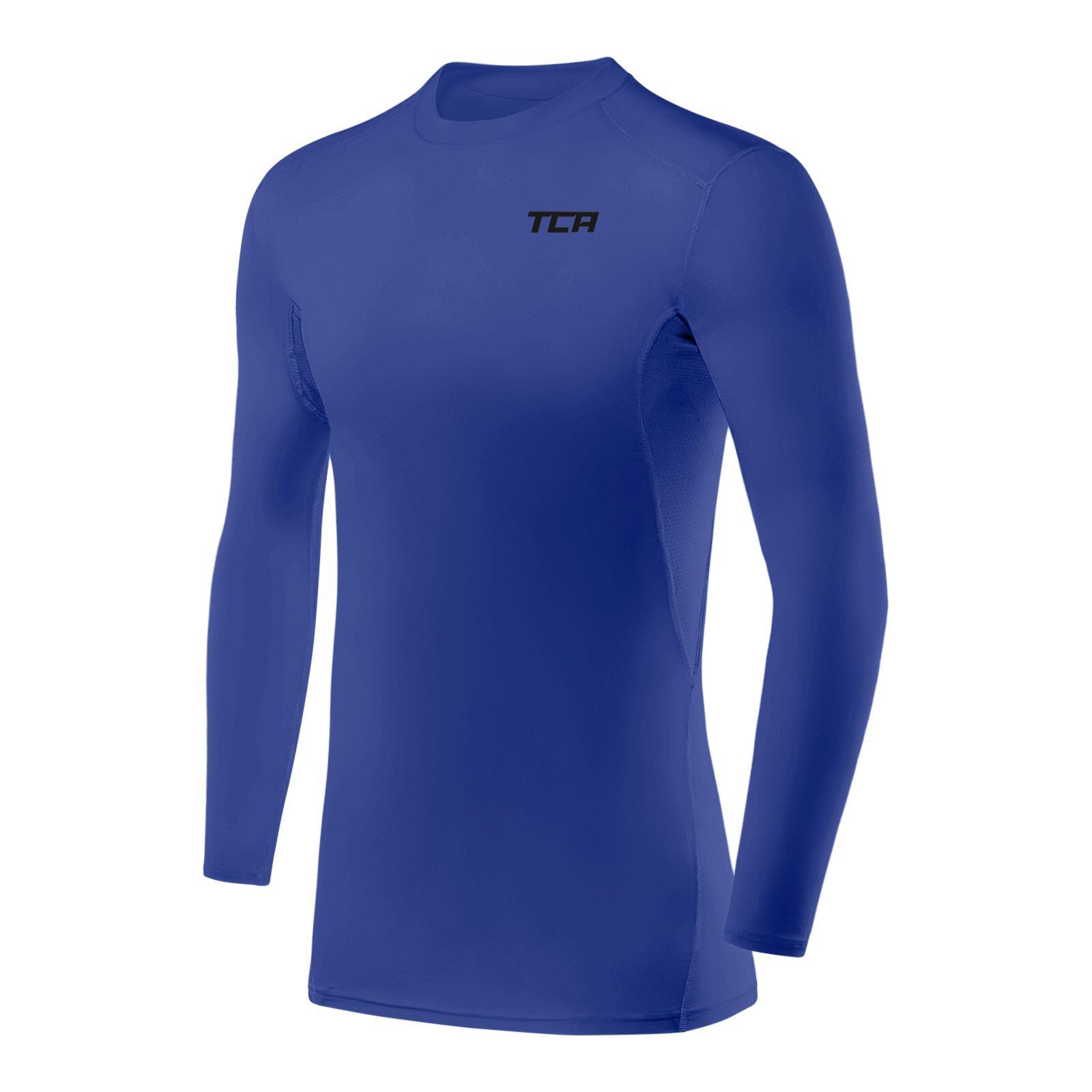 TCA Boys' HyperFusion Breathable Base Layer Compression Top - Dazzling Blue