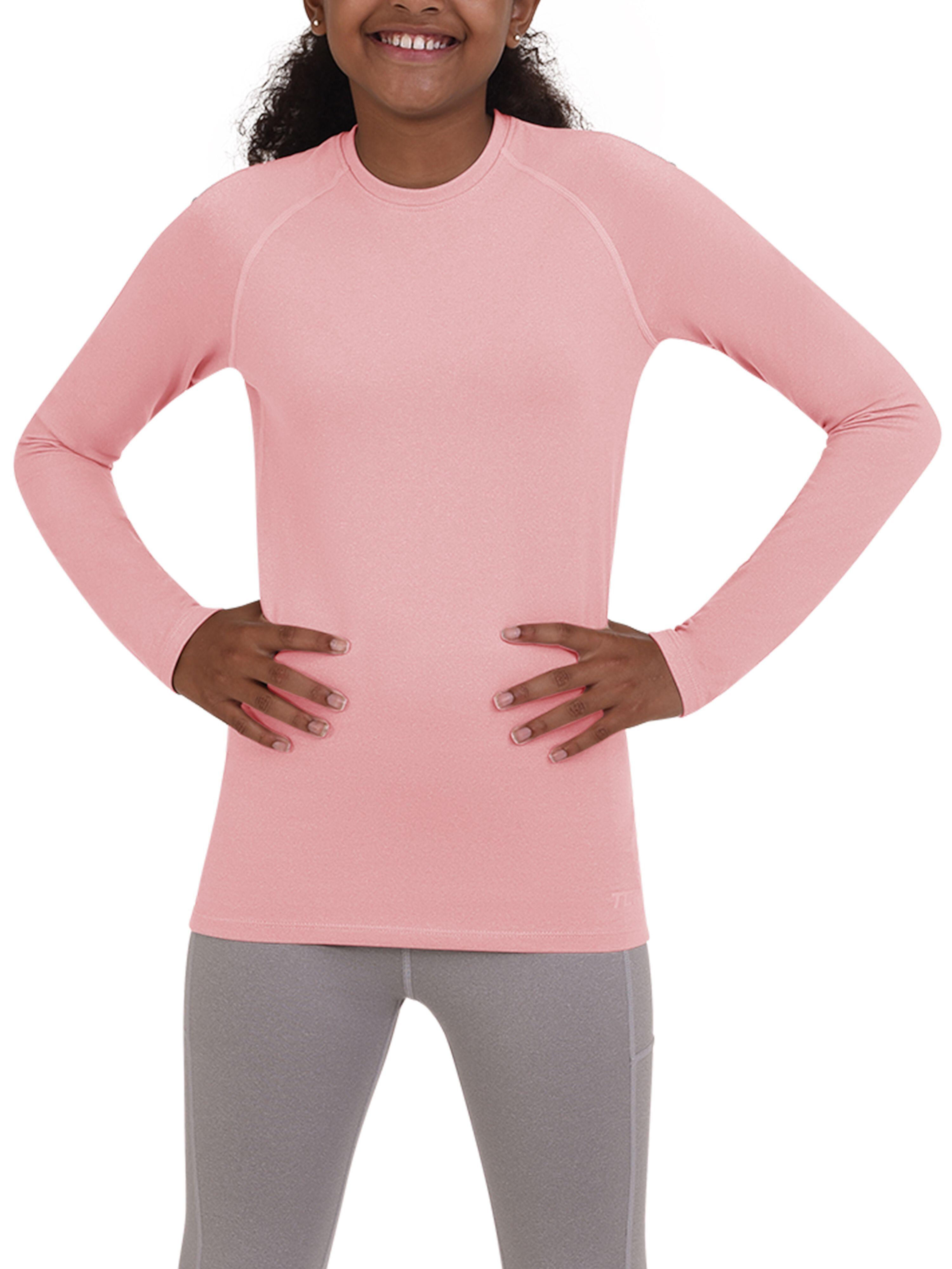 TCA Girls' Super Thermal Base Layer Top - Silver Pink Marl