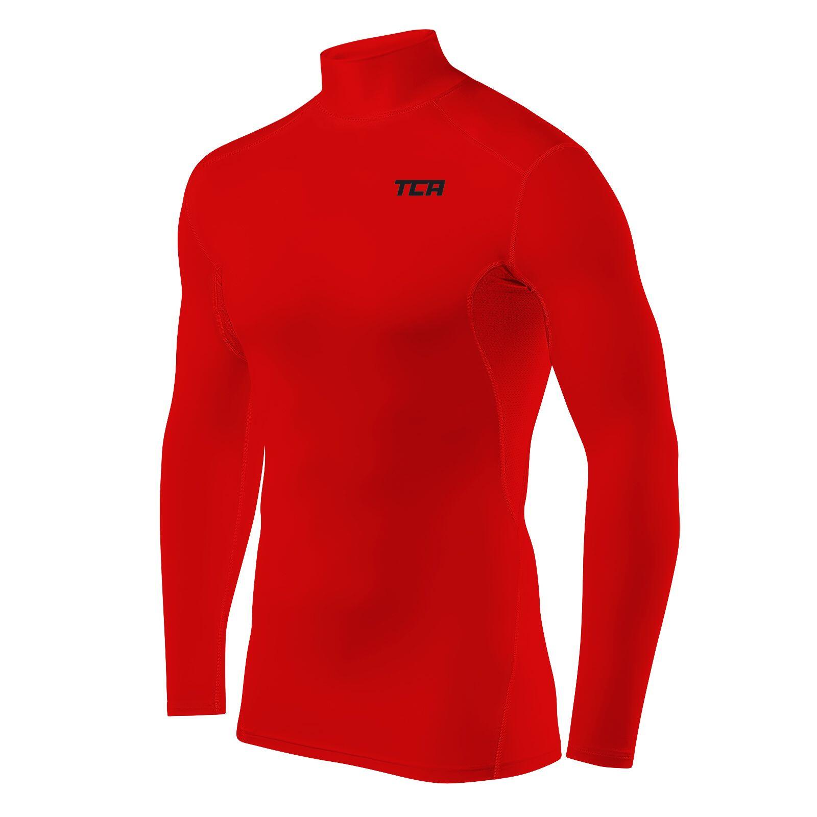 TCA Men's HyperFusion Breathable Base Layer Compression Top - Mock - High Risk Red