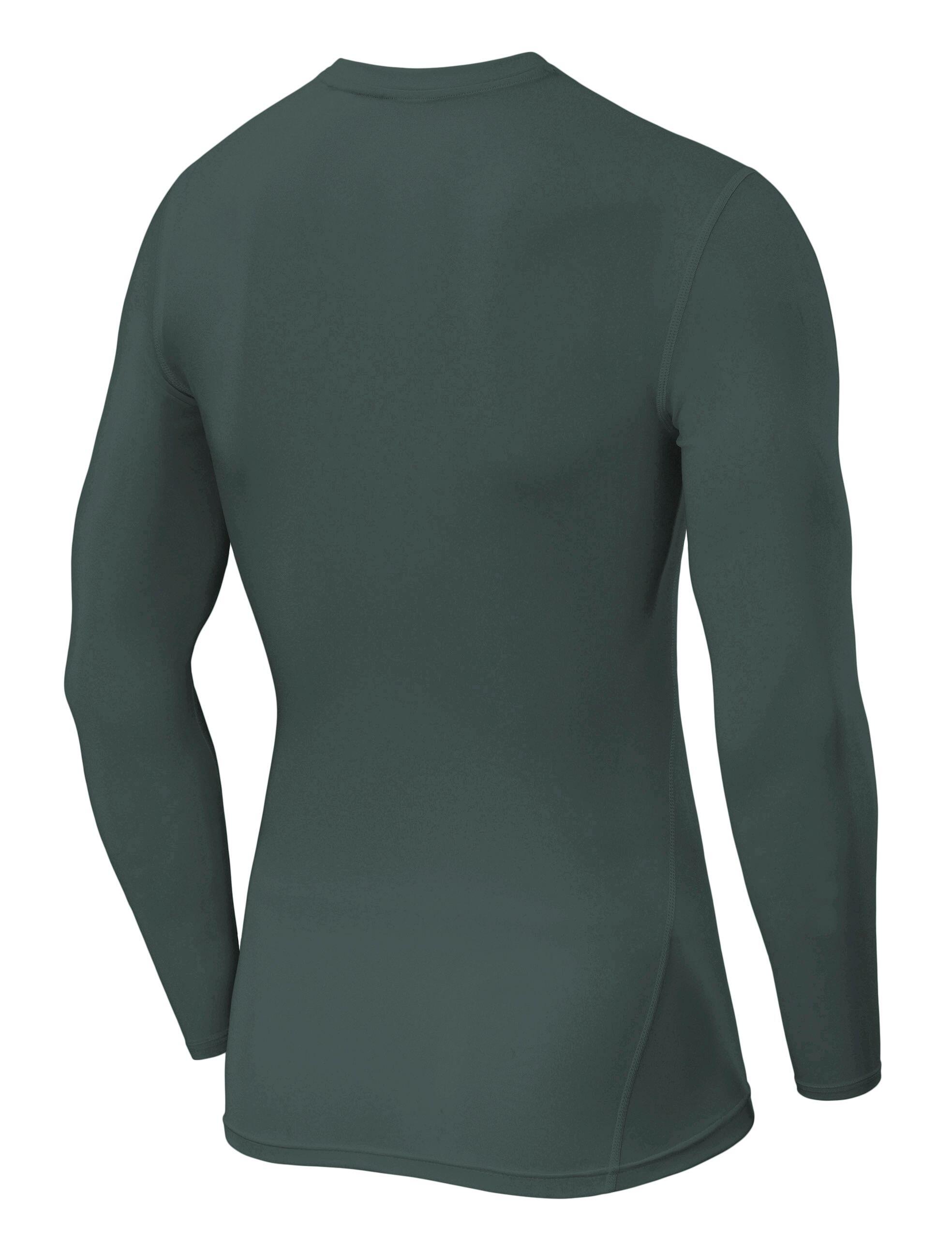 Men's Power Base Layer Compression Long Sleeve Top - Darkest Spruce 3/5