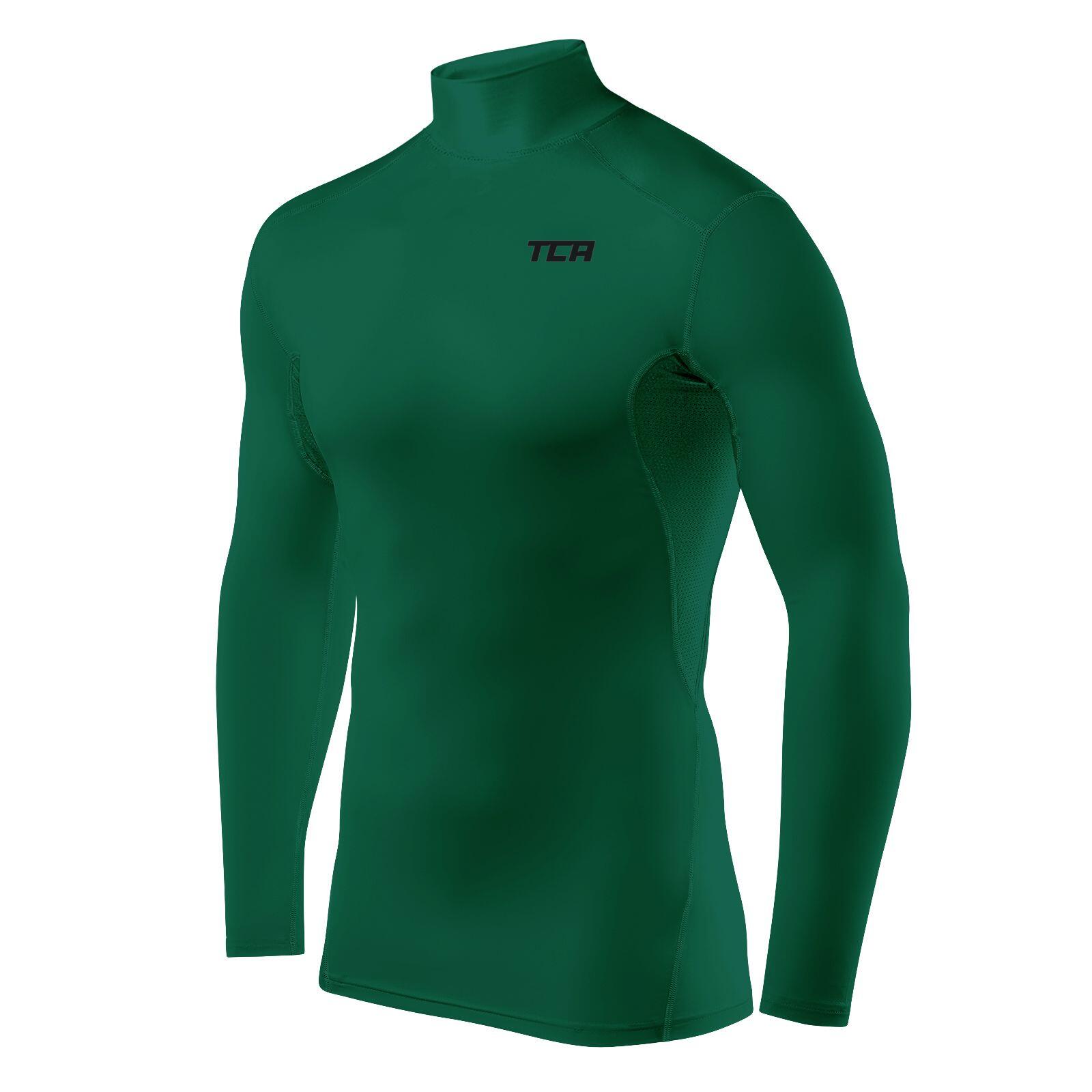 TCA Men's HyperFusion Breathable Base Layer Compression Top - Mock - Cadmium Green