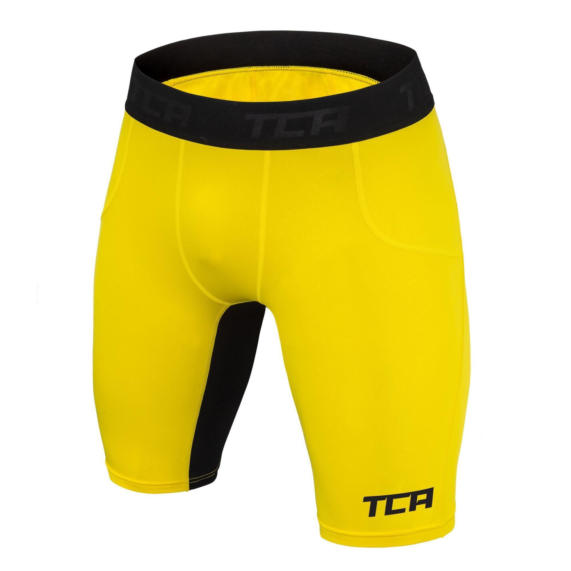 TCA Men's Super Thermal Compression Shorts - Sonic Yellow